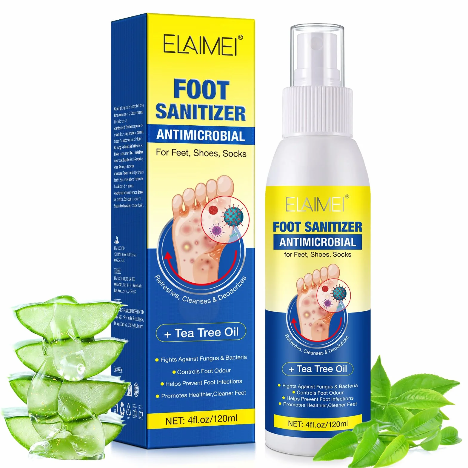 Spray para pies aceite de árbol de té 120 ml prevención pie de atleta alivia picor protege olores