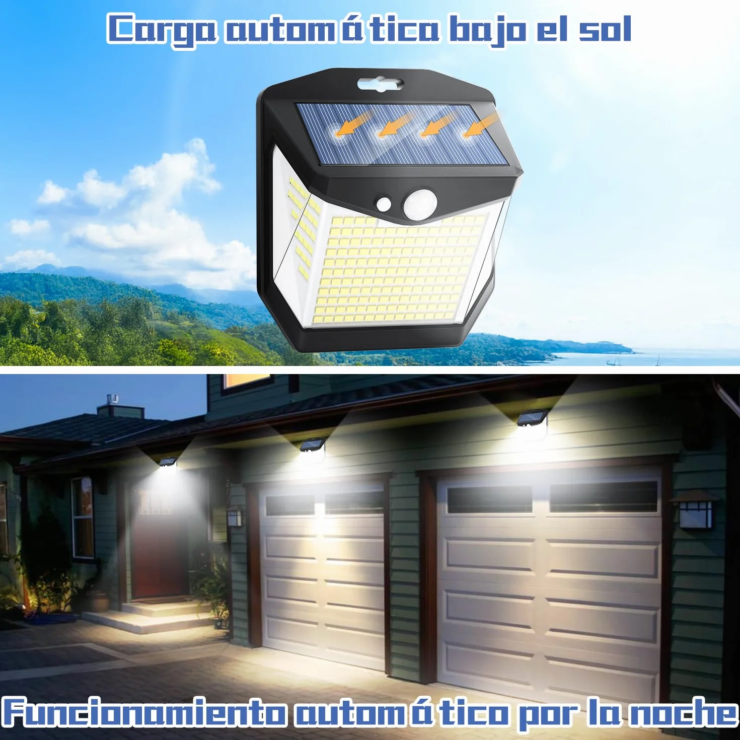 Luces Solares LED Exterior con Sensor de Movimiento 270° 6 Paquete IP65 Impermeable 248 LED