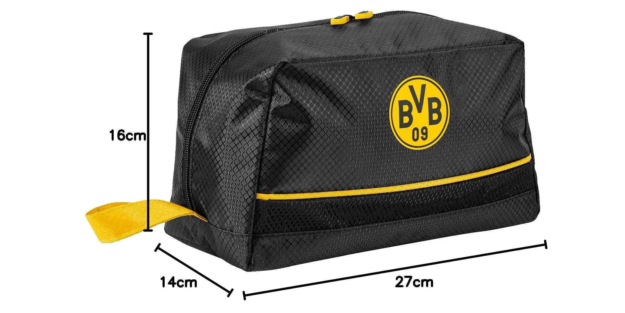 Borussia Dortmund Neceser BVB Unisex para Adultos, Color Negro/Amarillo, Negro, 27 x 14 x 16 cm