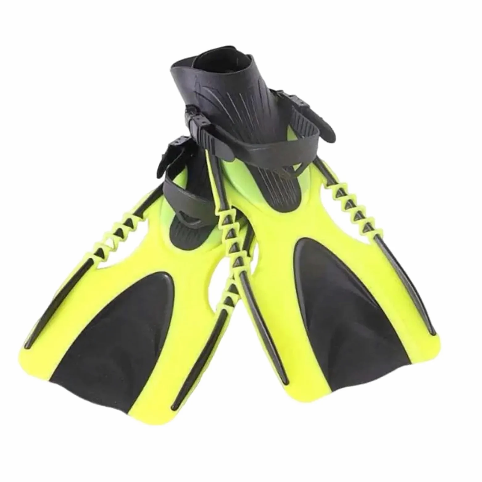 Aletas Buceo 1 par de Aletas de natación for Buceo y esnórquel, Hebillas Ajustables, talón Abierto, tamaño de Viaje, Aletas de natación Cortas y Flexibles Aletas De Buceo(Yellow,Short)