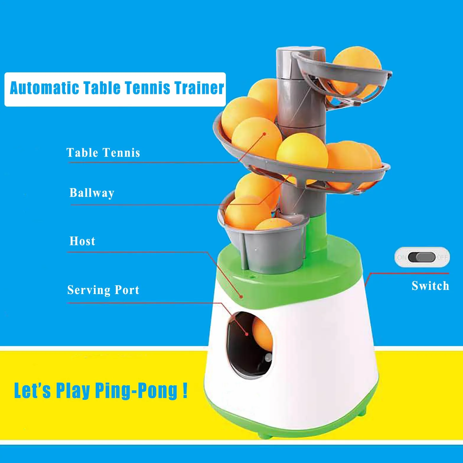 Fydun Lanzador Automático de Pelotas de Tenis de Mesa, Máquina de Entrenamiento Portátil con 10 Pelotas, Entrenador de Pong para Principiantes y Aficionados