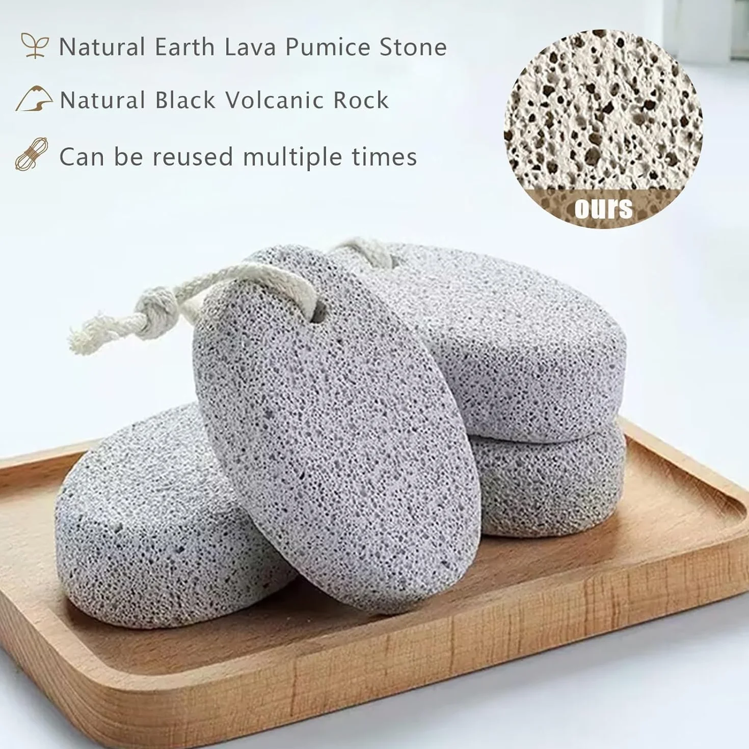 Piedra Pómez Natural para Pies 2 Piezas, Exfoliante Eliminar Piel Muerta Pedicura Herramienta