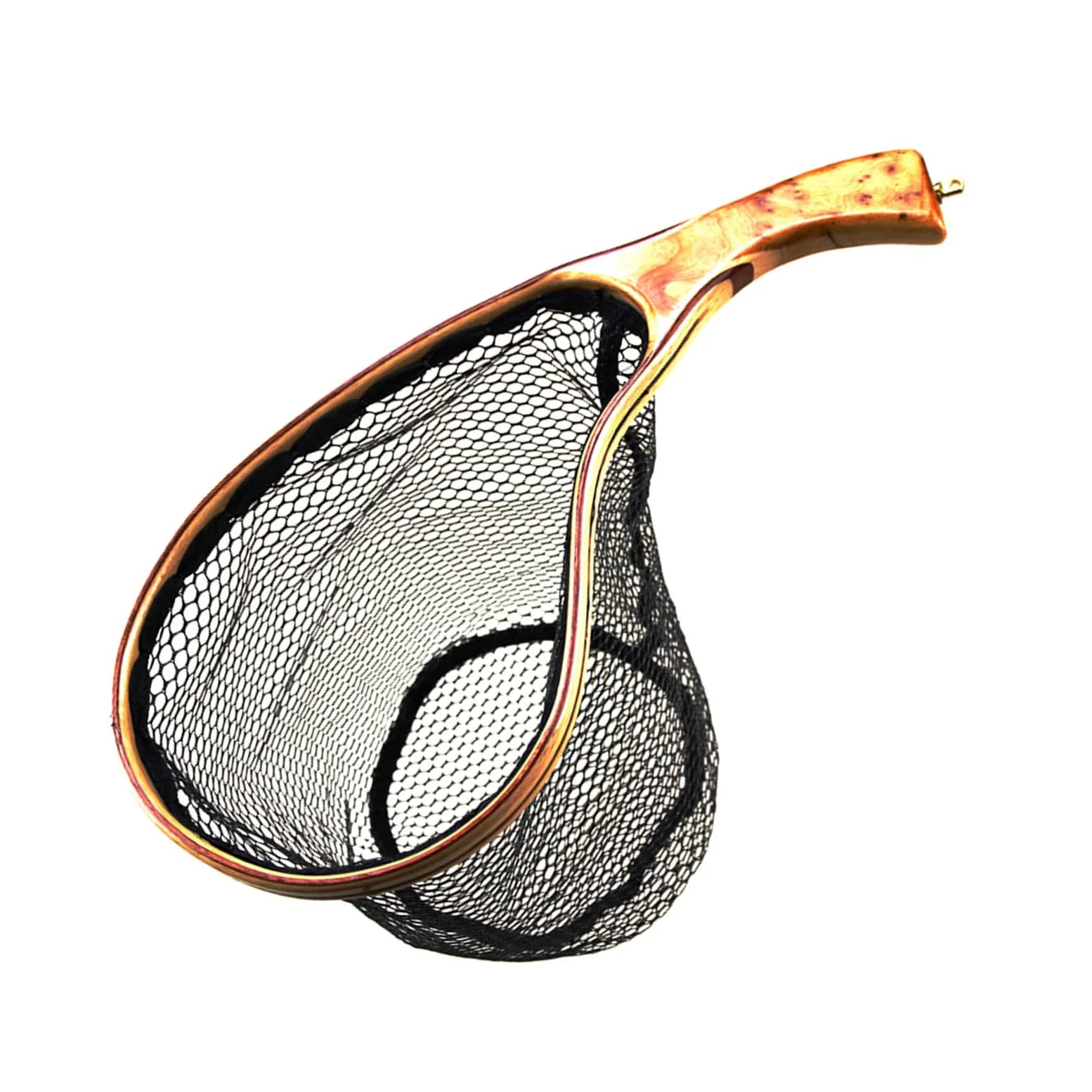 Malla reforzada con diseño de secado de enredos | Malla de nailon seco, mango de madera curvado, agarre ergonómico, diseño de secado, equipo de pesca al aire libre