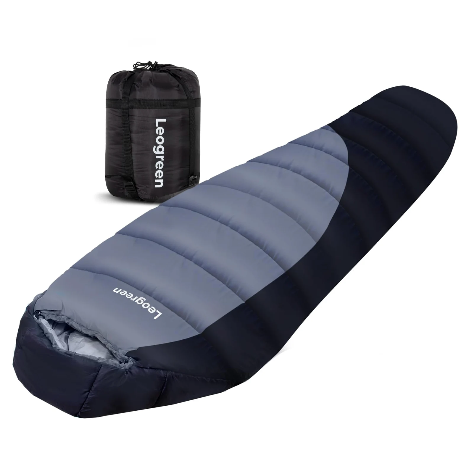 Leogreen Saco Dormir Pluma 210 cm, -15℃~5℃ 3-4 Estaciones | Extra Cálido, Tipo Mumia, Ideal para Camping, Trekking y Alta Montaña