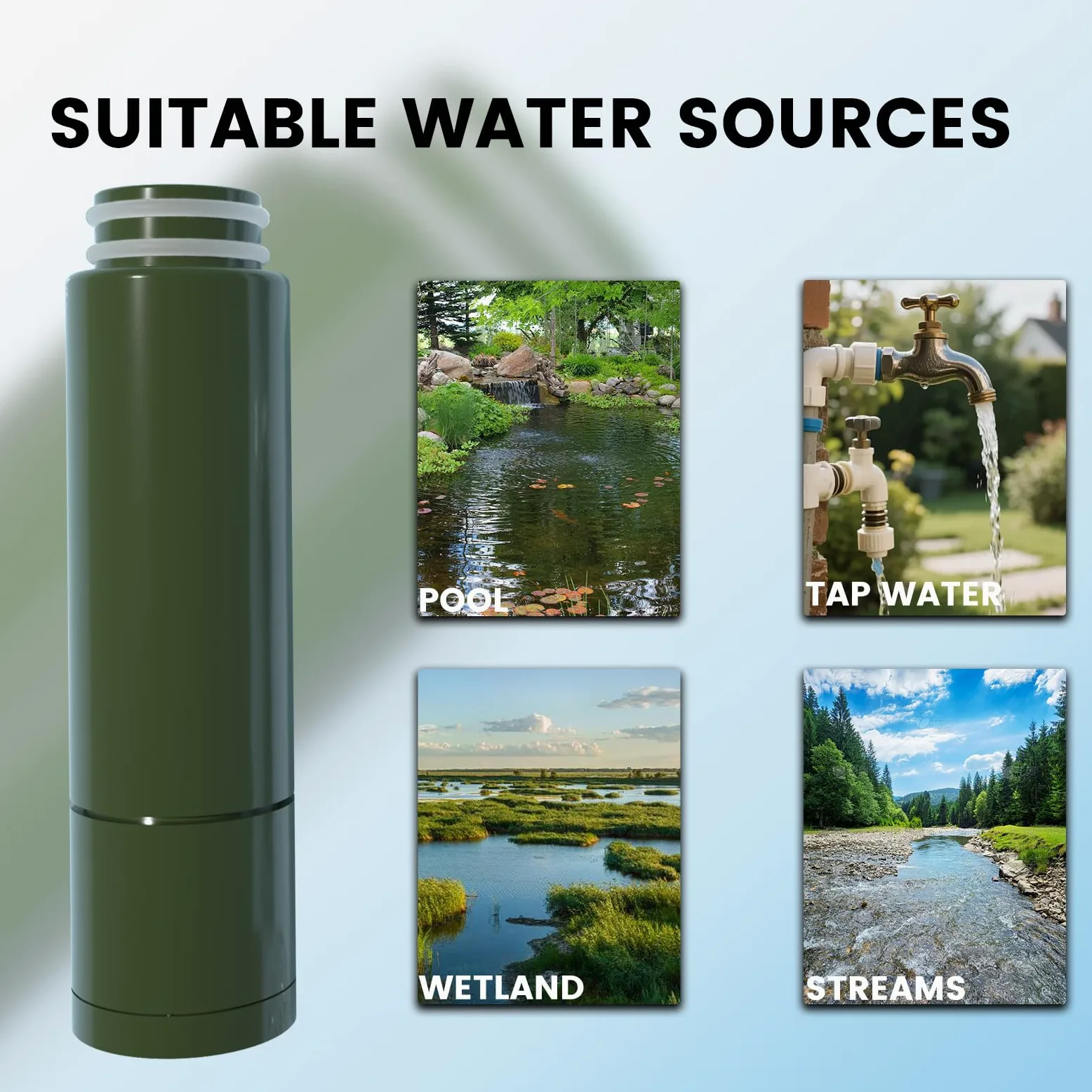 Purewell Filtro de agua reemplazable para purificador de agua portátil filtrado, bomba de filtro de agua de emergencia con filtro integrado de 4 etapas para camping, senderismo y mochila.