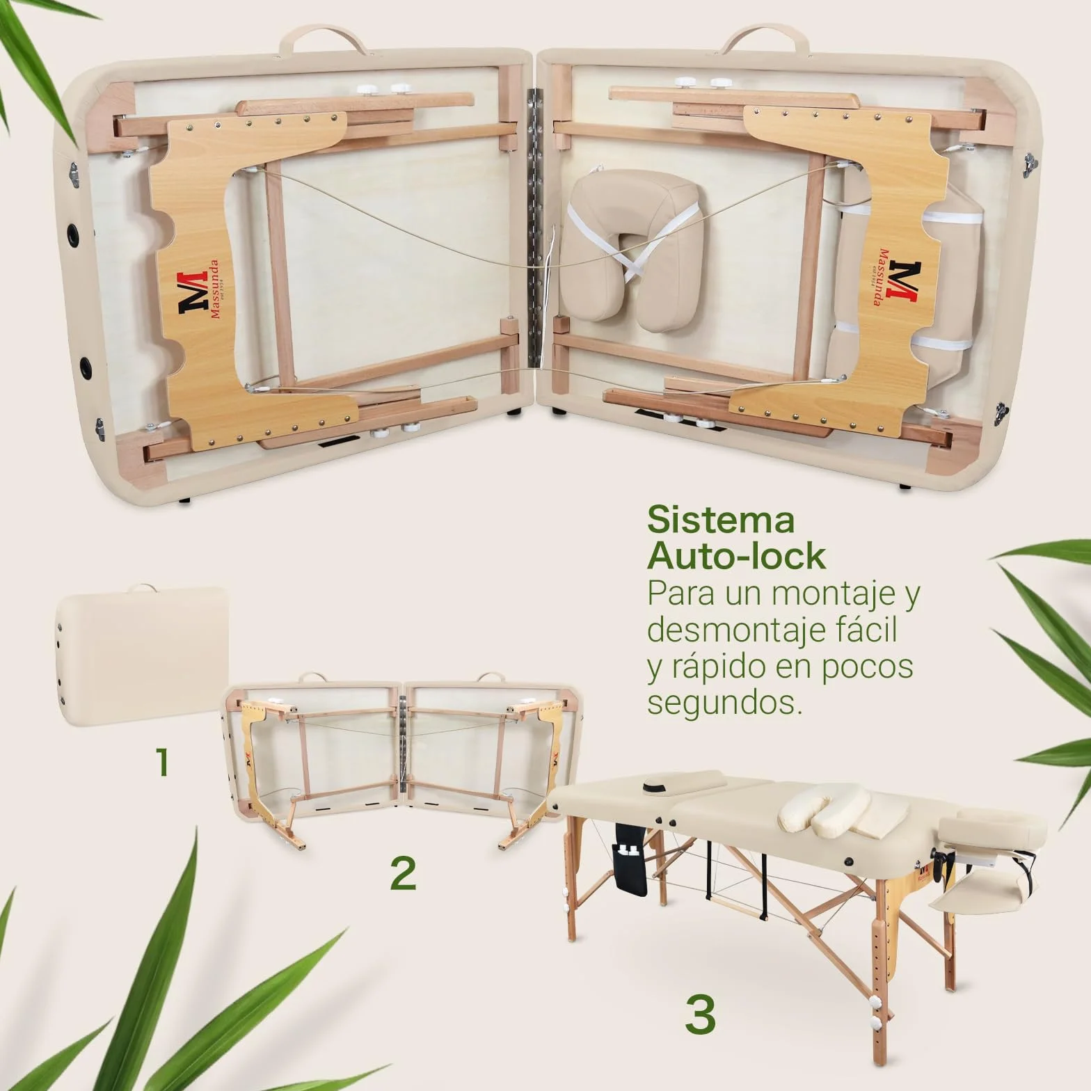 MASSUNDA Camilla Masaje Móvil Confort Deluxe Regulable en Altura Madera Maciza con Reposacabezas Ergonómico, Funda, Reposabrazos, Cojín (Negro)