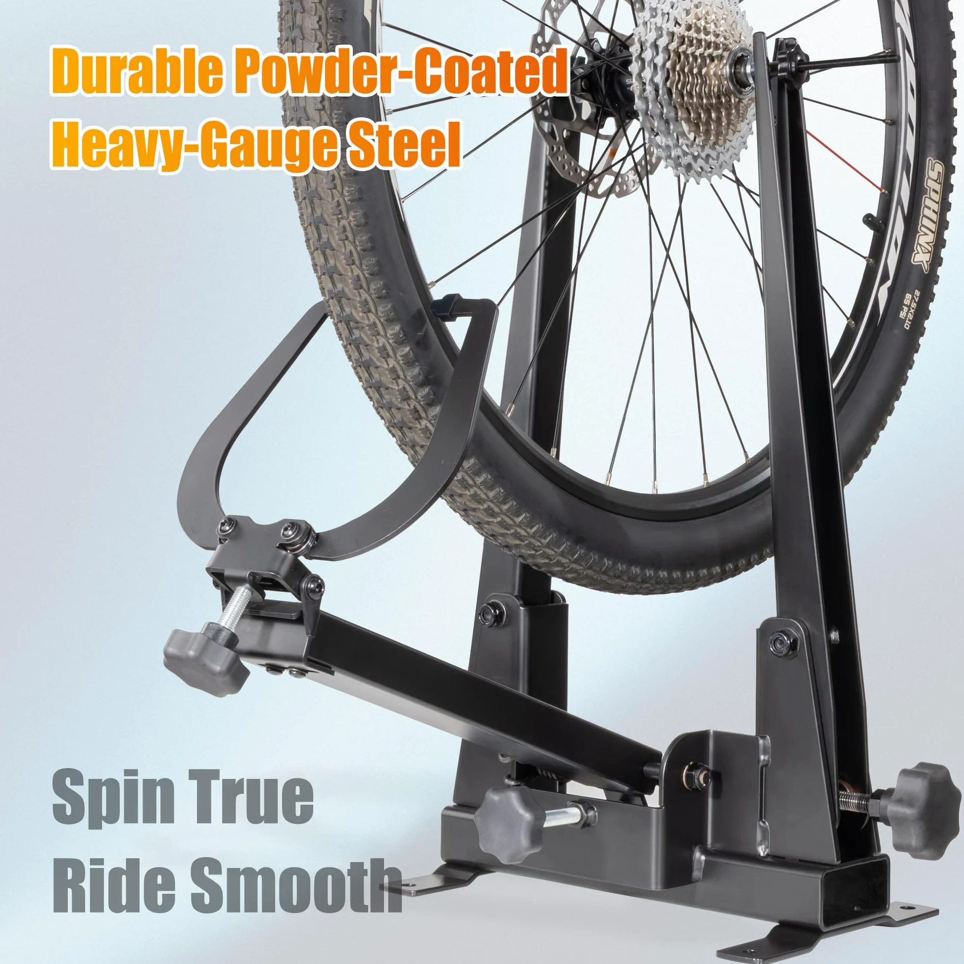 CyclingDeal Soporte de reparación de ruedas de bicicleta | Ancho de neumático de hasta 5 pulgadas | Soporte de reparación de ruedas de bicicleta resistente y herramienta de mantenimiento para el