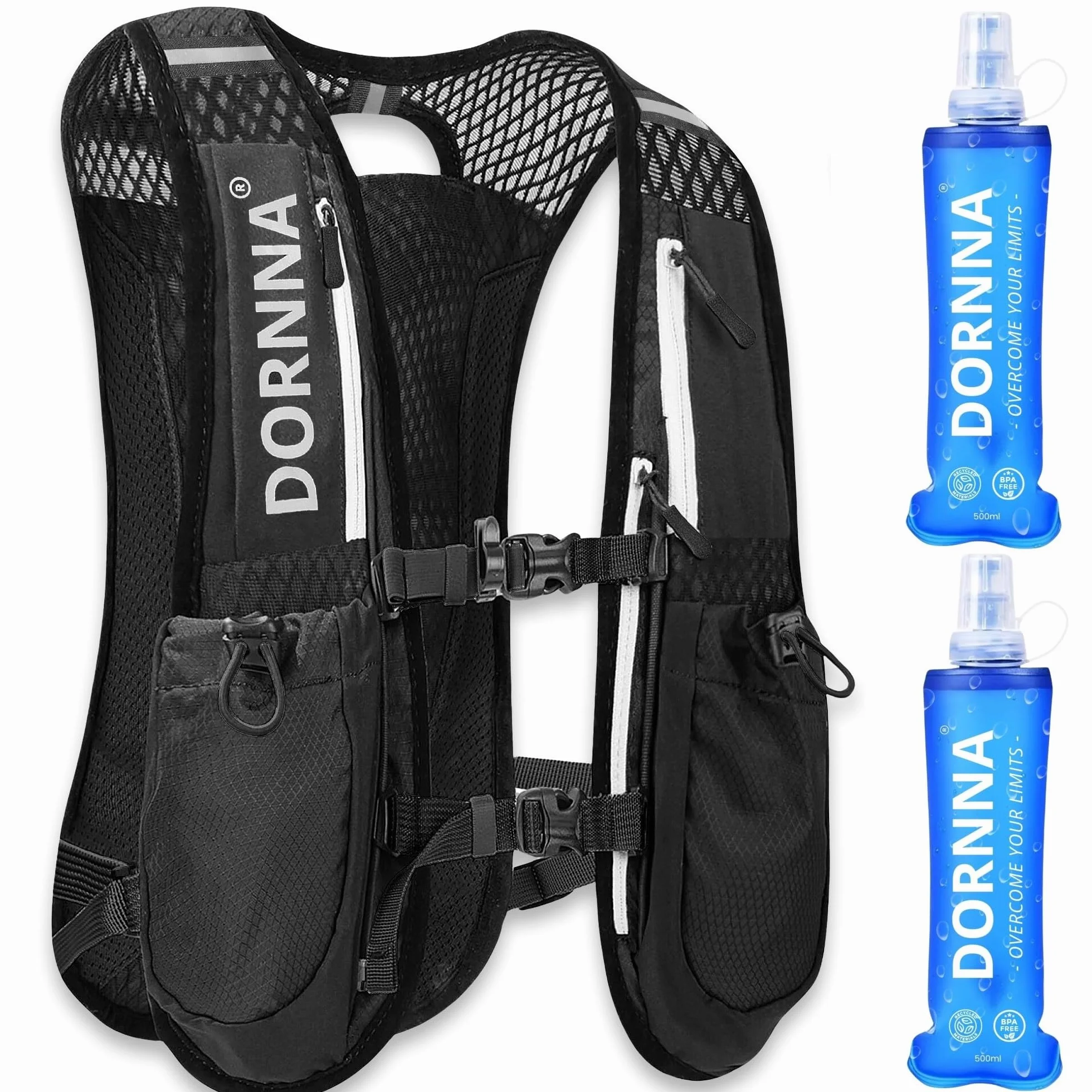 Ultra Terra V2 Chaleco Hidratación Trail Running Mochila Correr Hombre Mujer 2 Soft Flask 500ml Bolsillo Trasero 1.5L