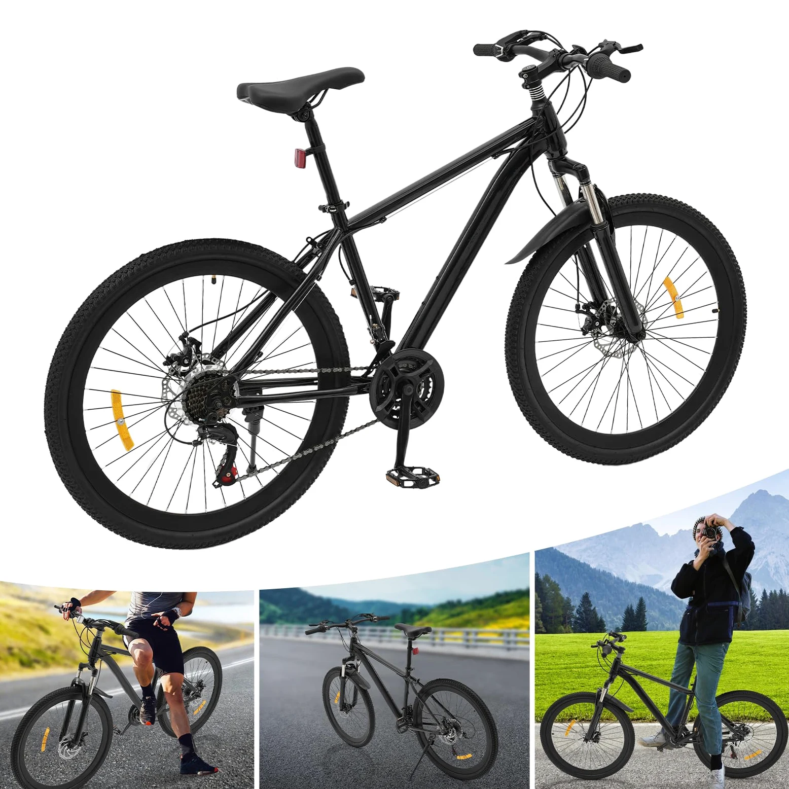 Bicicleta de montaña Dofanqing, bicicleta de alpinismo, bicicleta de hombre, cambio de 21 marchas, sillín ajustable, amortiguadores y frenos de disco, adecuada para viajes en todas las carreteras