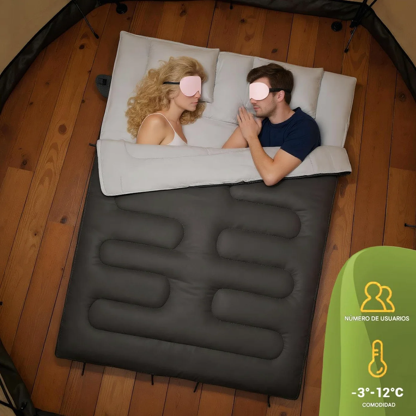 Saco De Dormir Doble para Adultos,Saco de Dormir para Camping - Equipo Ligero de Descanso para Montañismo Aire Libre y Jóvenes