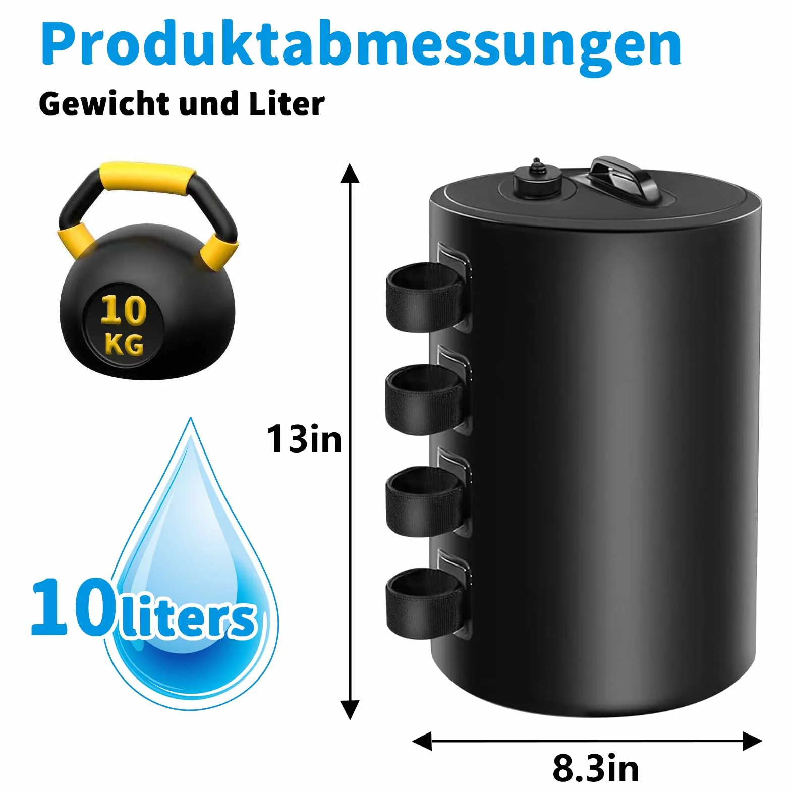 Bolsa de Pesos de Agua con Dosel,Bolsas de Lastre Portátiles 10L,de Grado Industrial, Resistentes, con Doble Costura,Fijación Antiviento para Carpas Pop-Up,Toldos,Pérgolas,Exteriores (Schwarz)