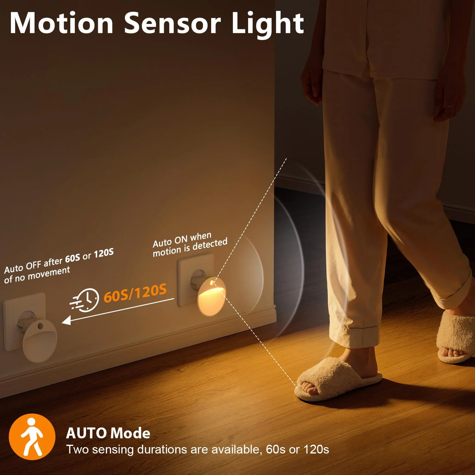 Luz Nocturna LED Enchufable con Sensor de Movimiento y Crepuscular, Brillo Regulable, 2 Unidades