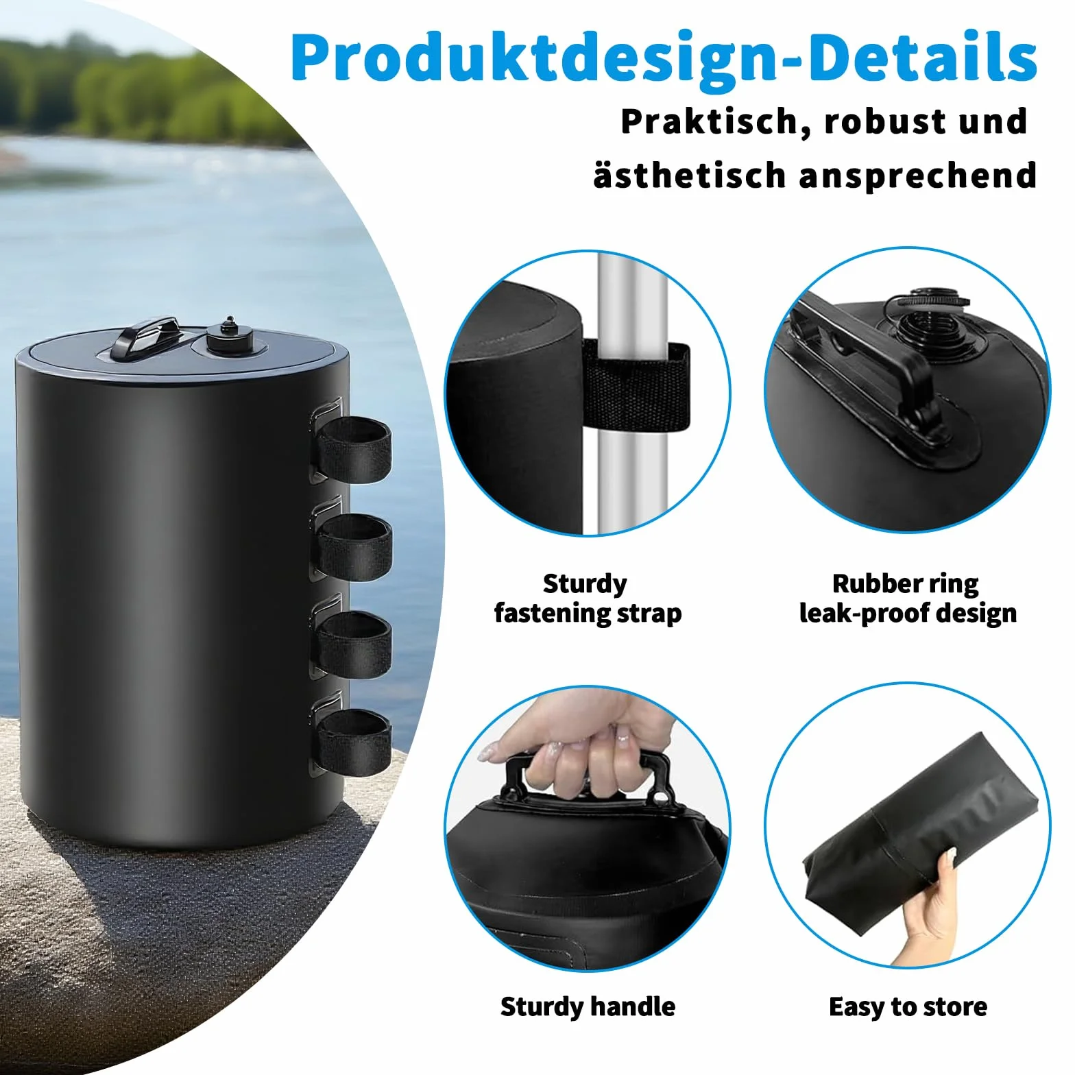 Bolsa de Pesos de Agua con Dosel,Bolsas de Lastre Portátiles 10L,de Grado Industrial, Resistentes, con Doble Costura,Fijación Antiviento para Carpas Pop-Up,Toldos,Pérgolas,Exteriores (Schwarz)