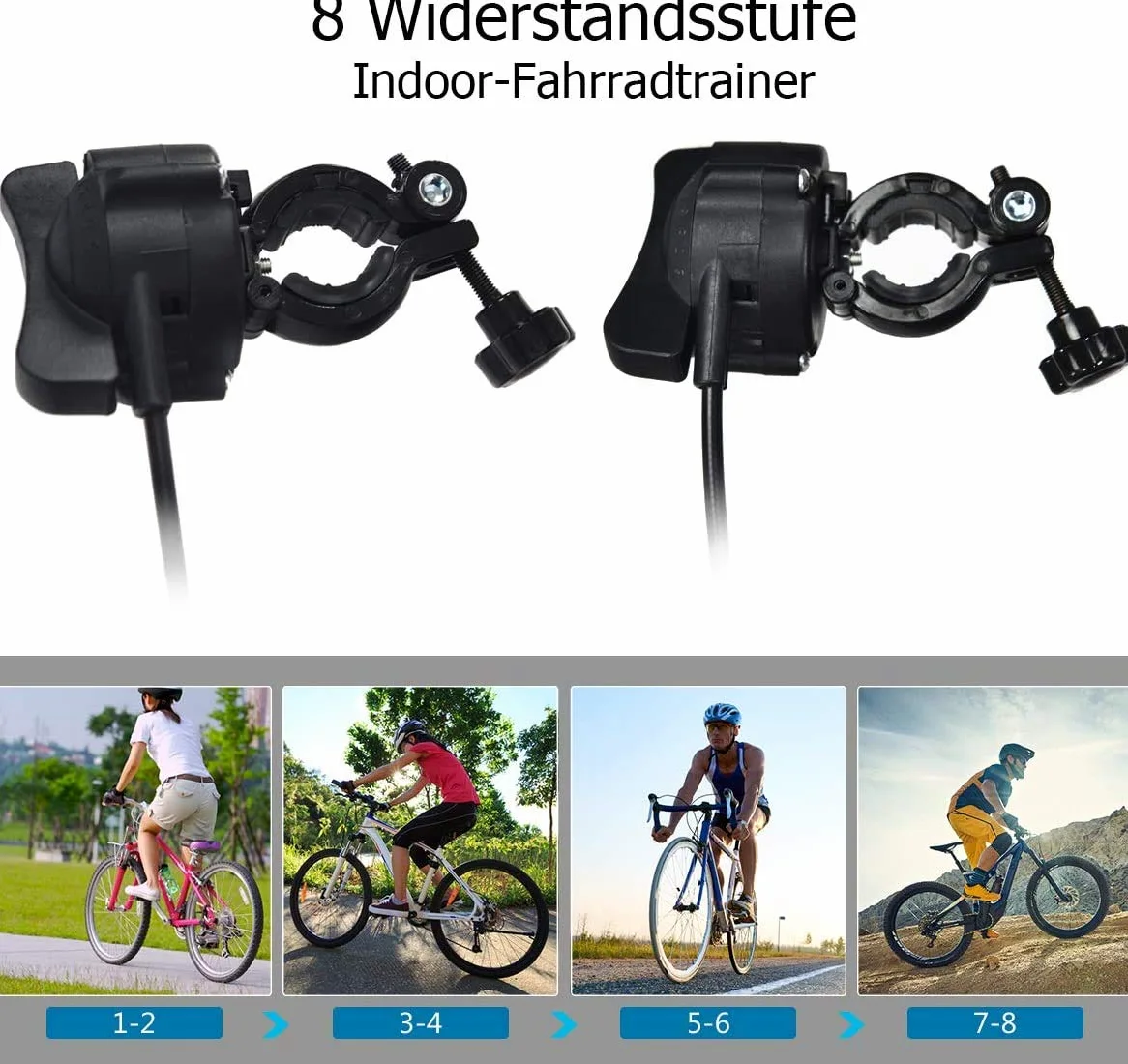 Rodillo de entrenamiento para bicicletas, rodillo de entrenamiento para bicicletas de 26-28 pulgadas, bicicleta estática plegable, cargable hasta 150 kg, fabricado en acero, incl. Soporte Rueda D
