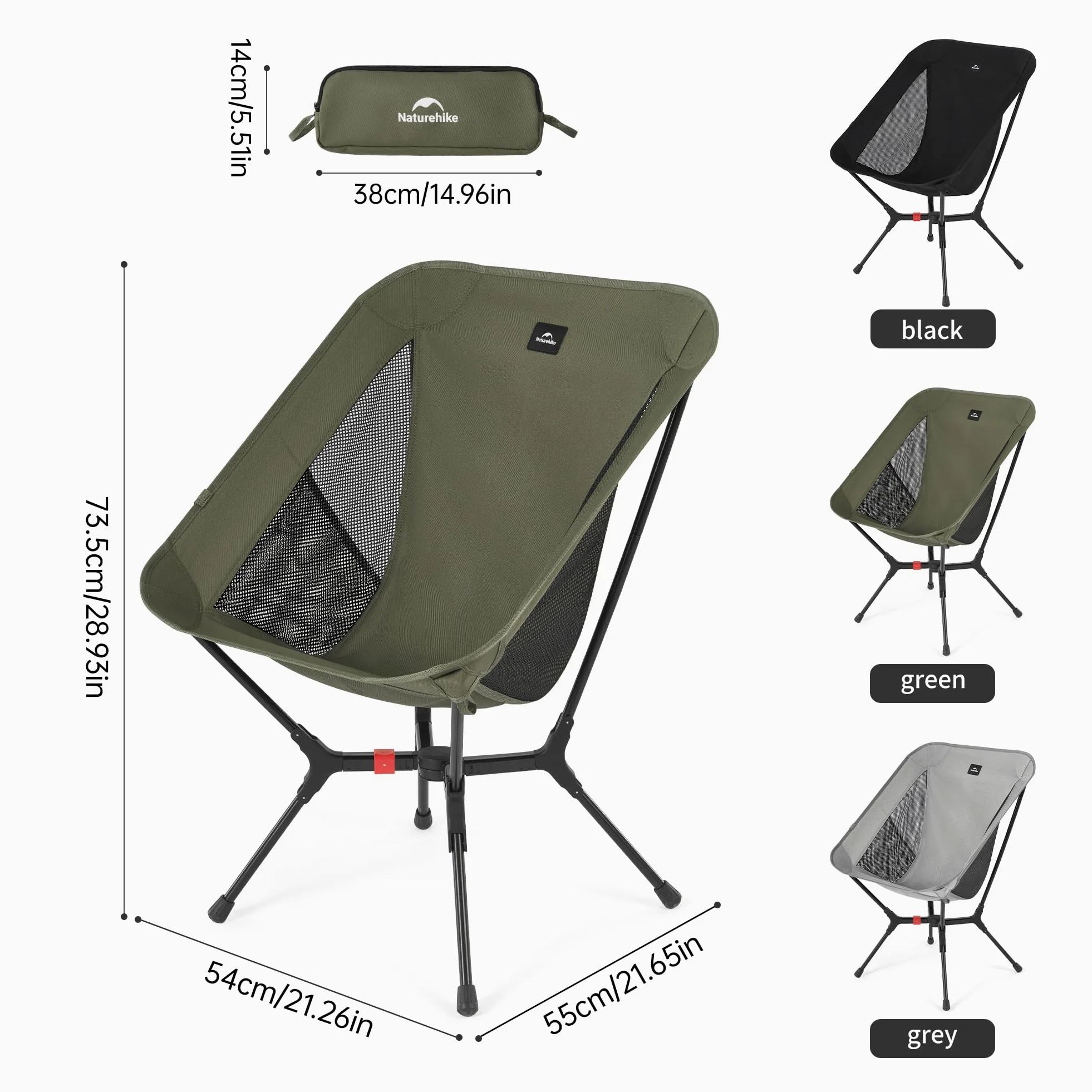 Naturehike Silla plegable de camping plegable ultracompacta, tamaño pequeño y diseño robusto para camping, picnic y actividades al aire libre senderismo