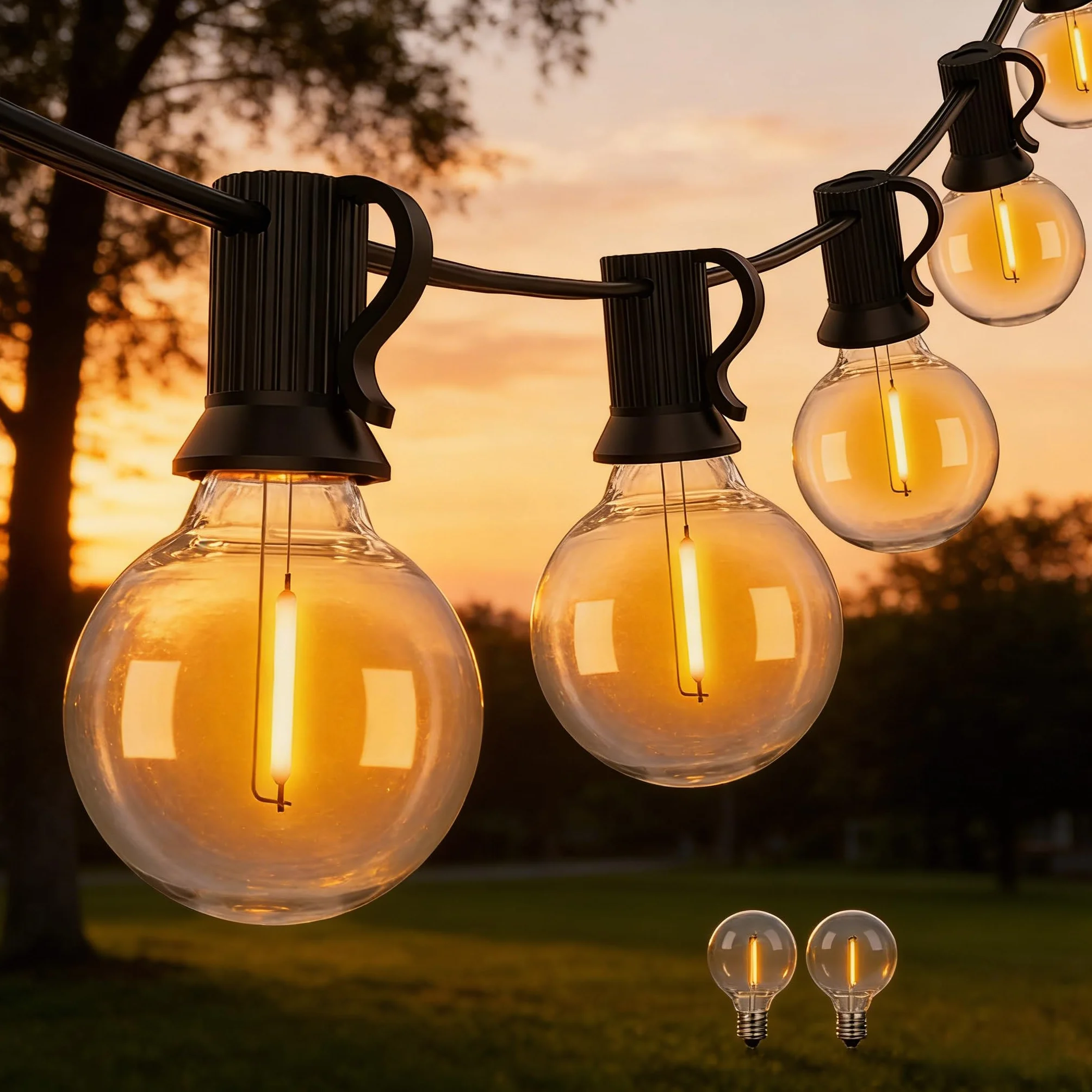 Cadena de Luces Exterior 15M IP44 Impermeable LED G40 25+1 Bombillas