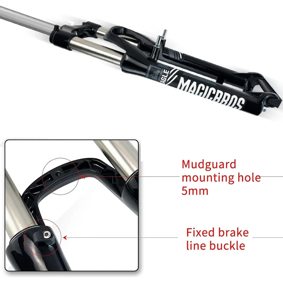 Horquilla De Suspensión para Bicicleta De Montaña 26 Pulgadas Horquilla MTB Recorrido 100mm Freno Disco Freno V Horquilla con Muelle 1-1/8" Tubo Recto 28,6mm QR 9mm Bloqueo Manual