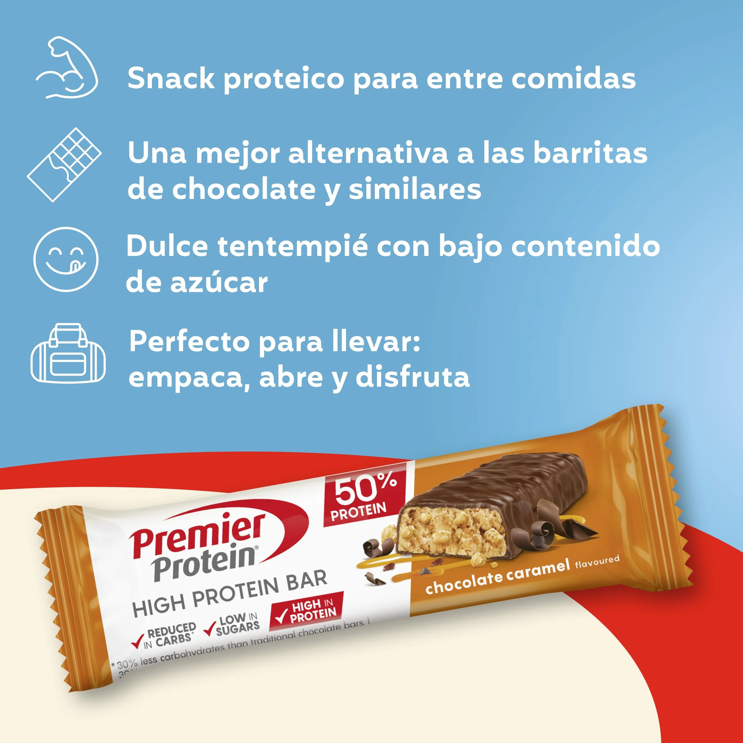 Premier Protein High Protein Bar 50% Chocolate Caramel 16x40g