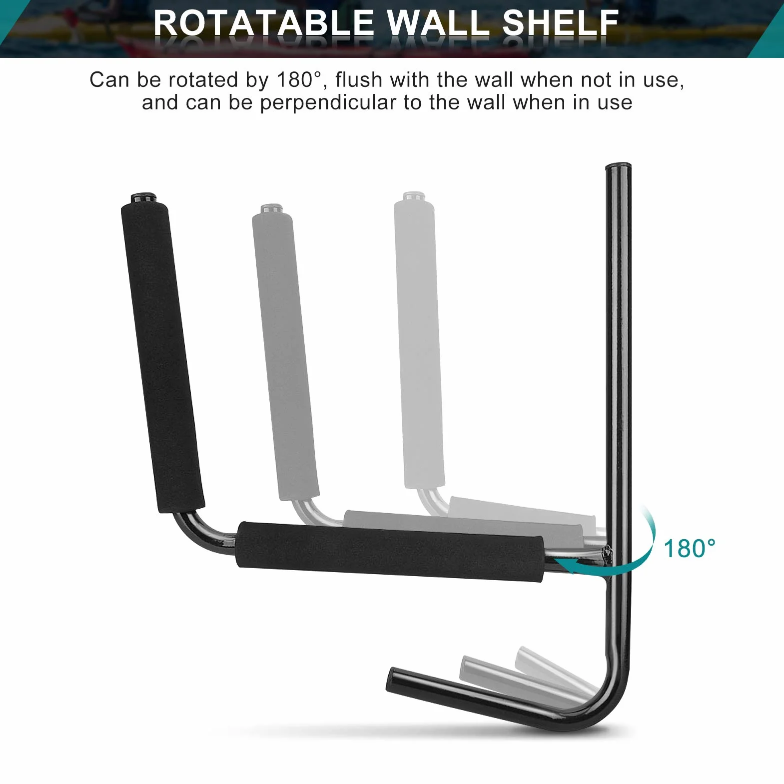 Ganchos para kayak soporte de pared 2 unidades negro