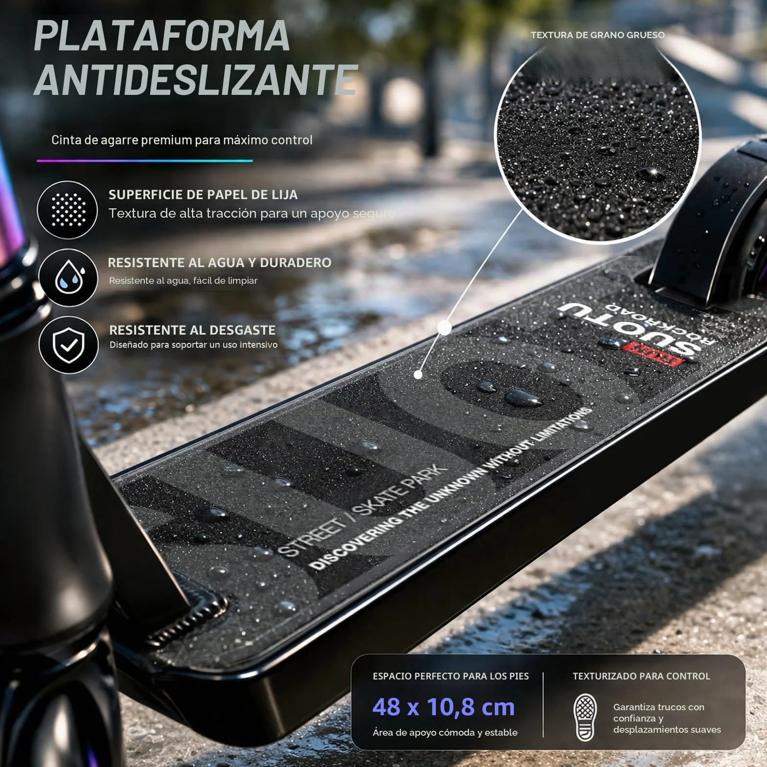 Patinete Freestyle, Dirección de 360°, Ruedas de PU de 85A 100 mm, Scooter Freestyle para Niños Adolescente y Adultos, Capacidad Máxima de Carga: 100 kg, Aluminio