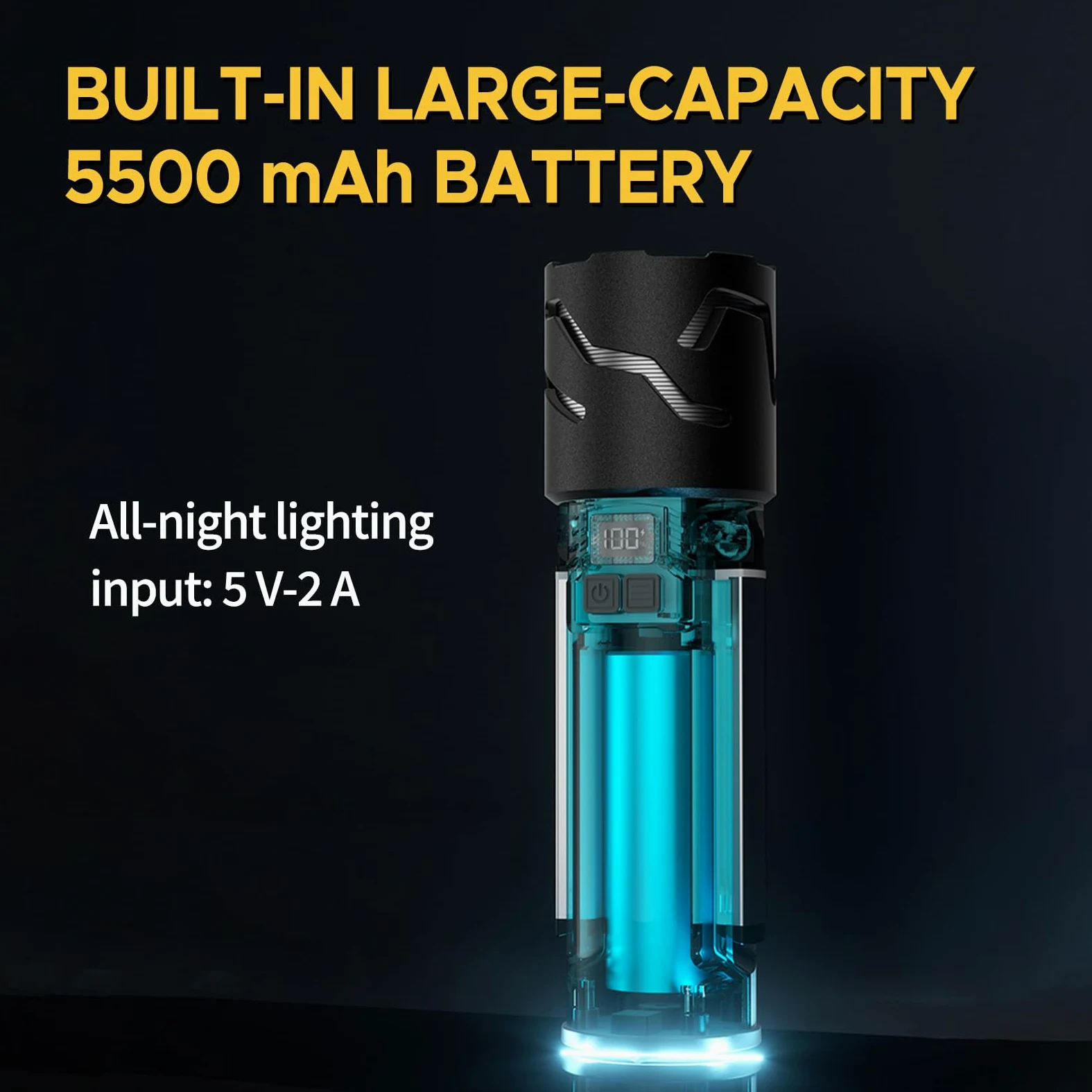 Lixada Luces telescópicas de camping, 5500 mAh Linterna de Camping Recargable Retráctil, Multifunción Emergencia Lampara Ajustable Linternas LED Alta Potencia Para Senderismo Pesca (Negro)