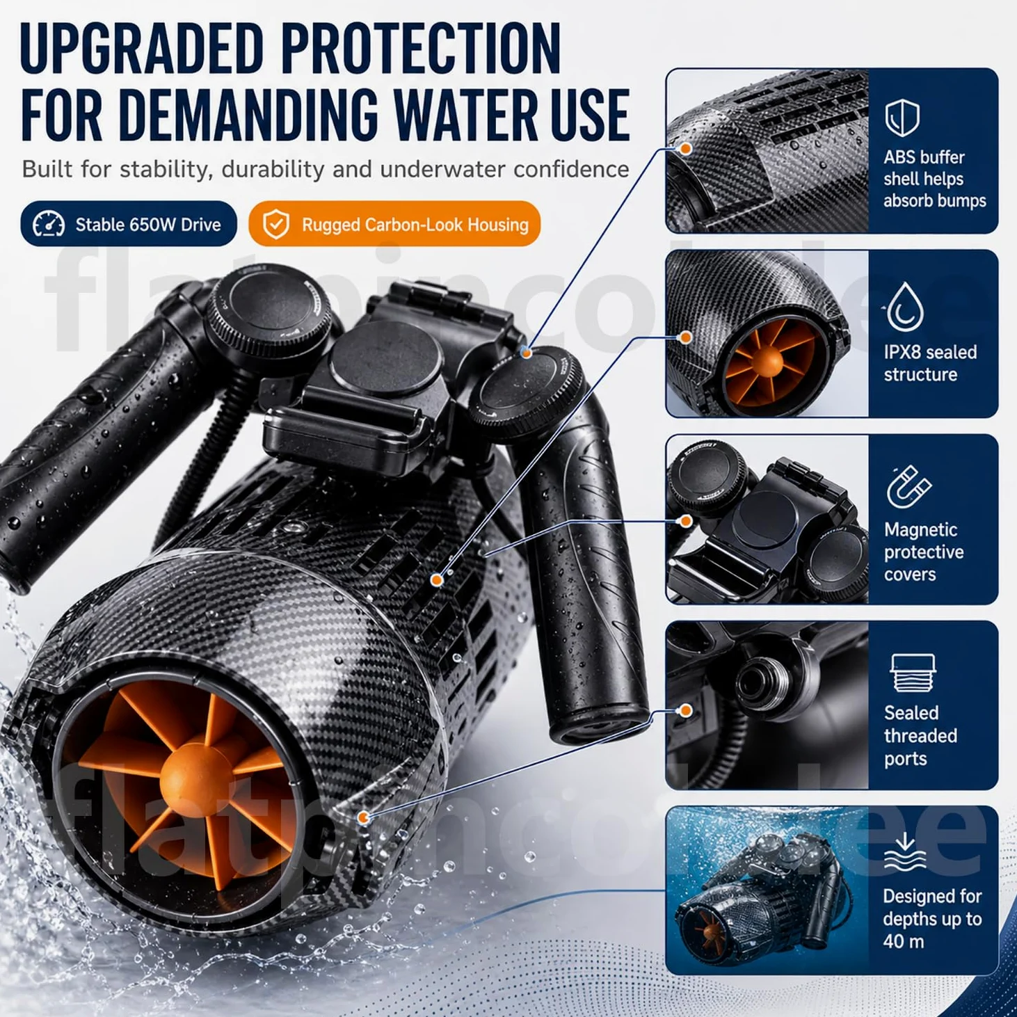 Motor paddle surf 2026 Nuevo Modelo, motor eléctrico kayak y propulsor acuático para buceo, 650W, control 868MHz y cable, IPX8, para snorkel, SUP, tabla paddle surf, piscina, lago y mar