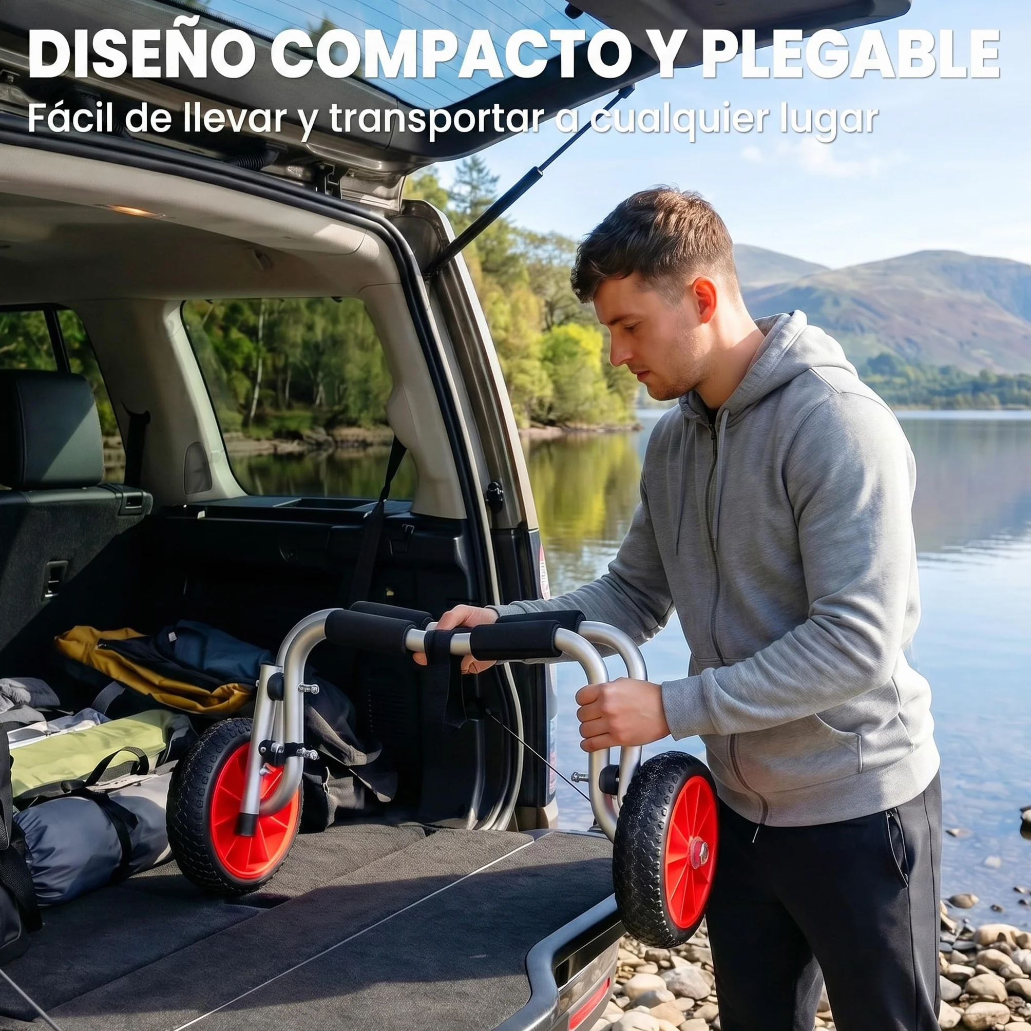 HOMCOM Plegable Carro de Transporte Kayak Carrier 70kg Aluminio 62x35x30 cm