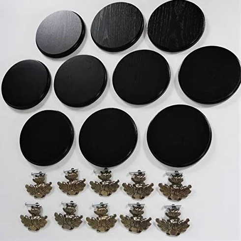 GTK - Geweihe & Trophäen KRUMHOLZ 10 Placas de cuña para Armas, Redondas, oscuras, AF 17 cm, con 10 Hojas de Roble Grandes