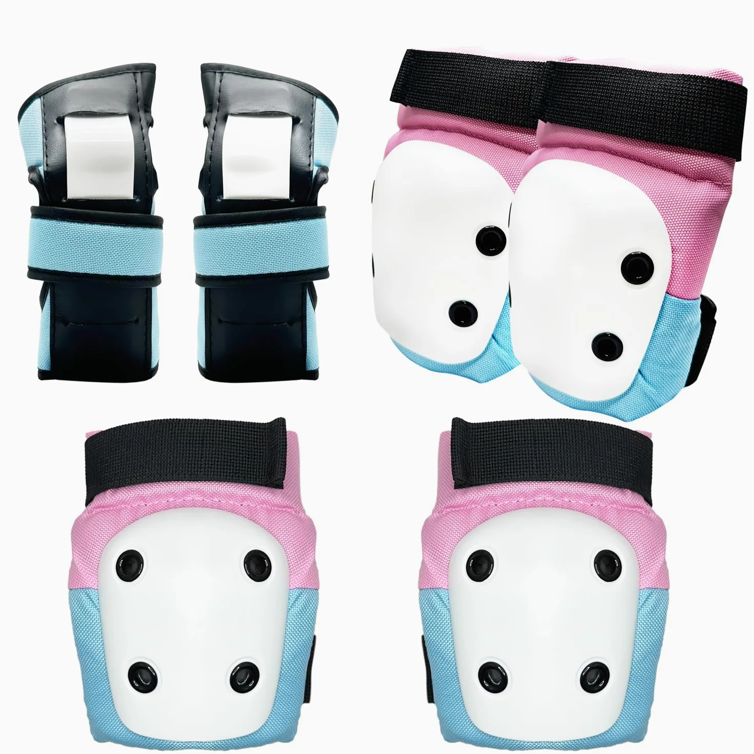 ENHEREWE - Juego de equipo de protección para niños, muñequeras, rodilleras y coderas para niños de 6 a 19 años, juego de equipo de protección juvenil para patinaje, ciclismo, patinaje, patineta