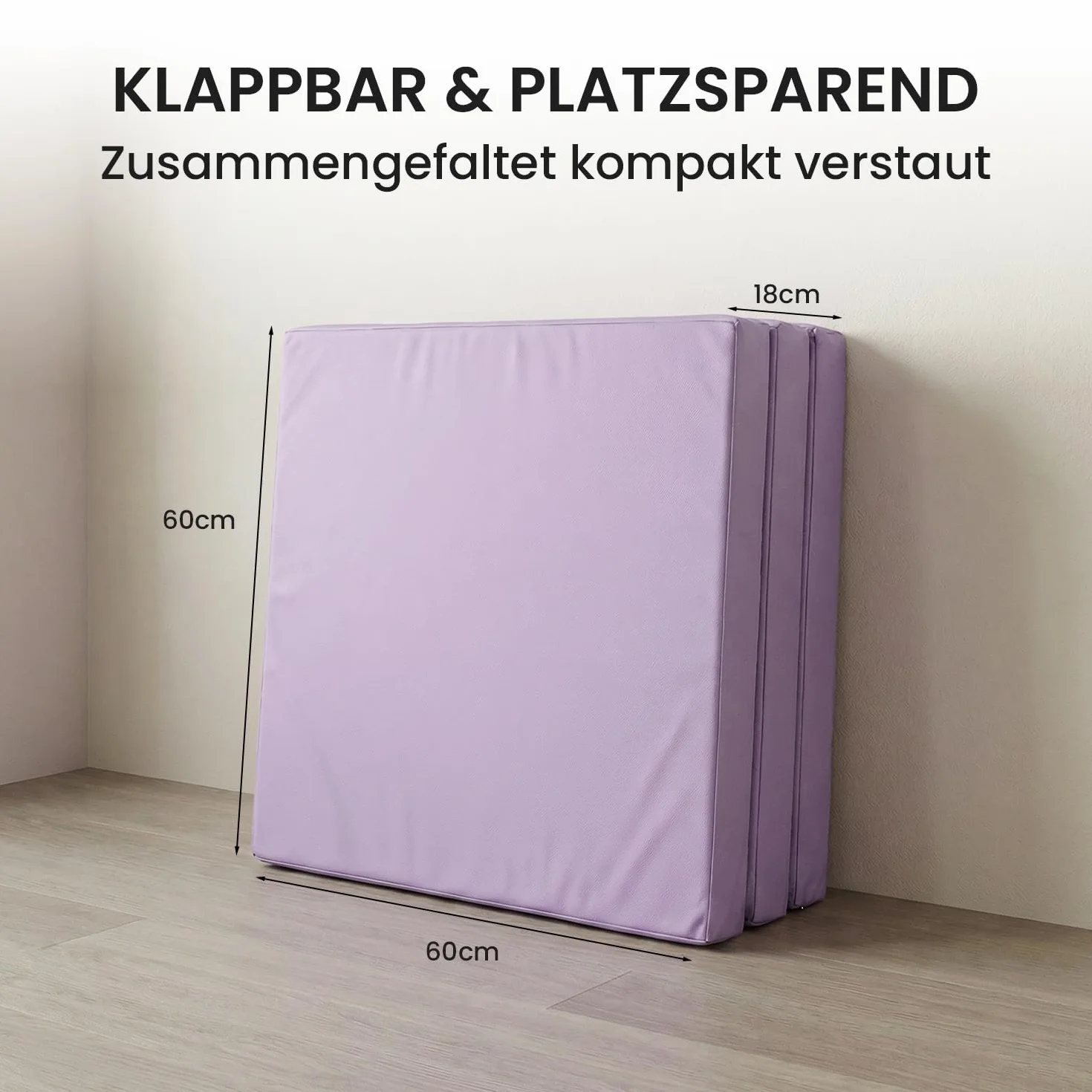 Jeflex - Colchoneta plegable Gimnasia 180 x 60 x 6 cm fabricada en Alemania / Esterilla de gimnasia / Colchoneta multifuncional y yoga / Esterilla de juego para habitación de los niños
