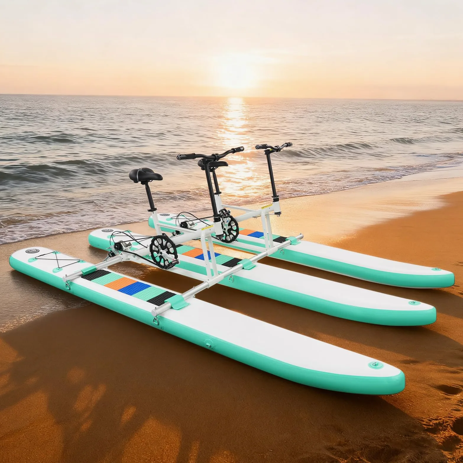 Bicicleta de agua plegable para 2 personas con bomba de inflación | Con accionamiento por aletas, hélice biónica, asiento doble y pontones para parques acuáticos, lagos y ríos de hasta 180 kg