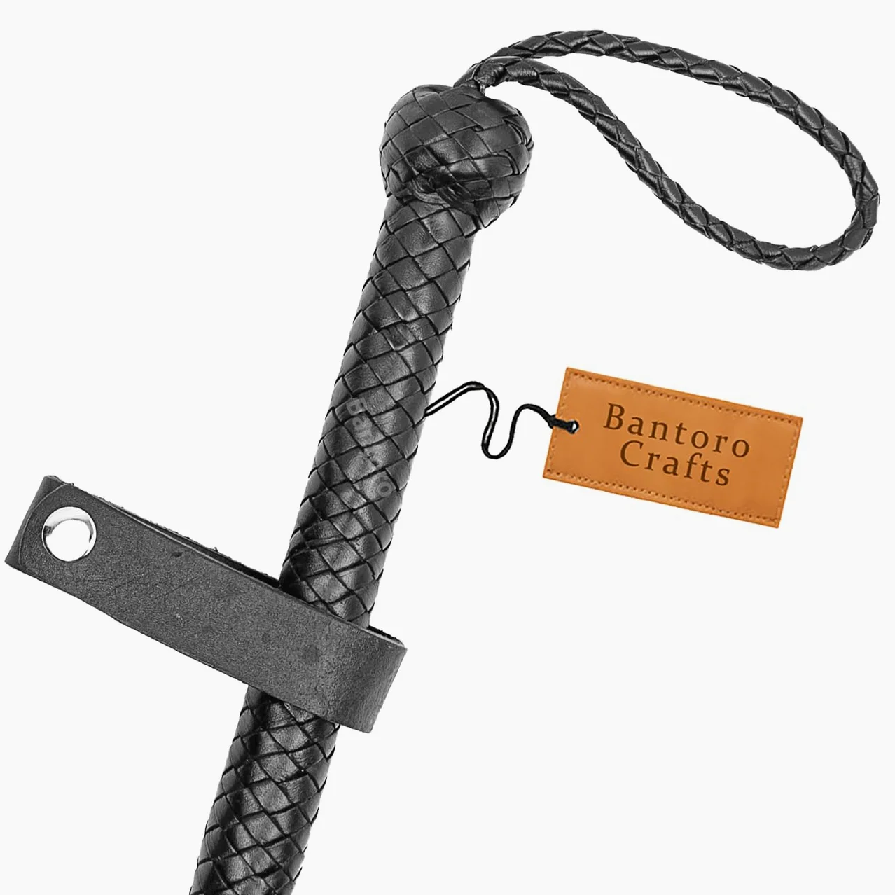 Látigo de Dos Colas Negro, 16 hebras de Trenzas de Cuero Trenzado, 3 pies/0,90 Metros, Cultivo para Montar a Caballo, Agarre Firme Antideslizante Ecuestre