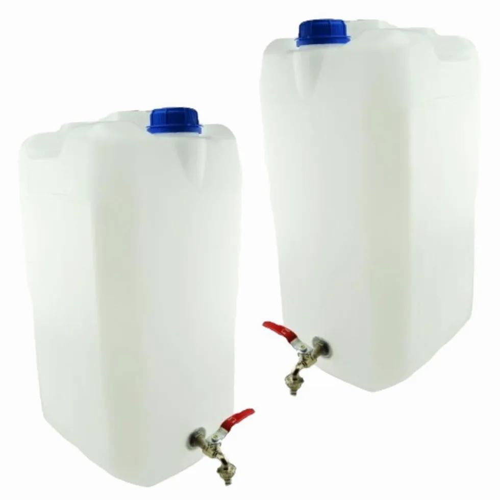 Bote de agua de 30 l de plástico, depósito de agua con grifo, juego de 2 unidades, depósito de agua, recipiente de agua potable, recipiente de plástico, para casa, jardín, camping, etc., sellado