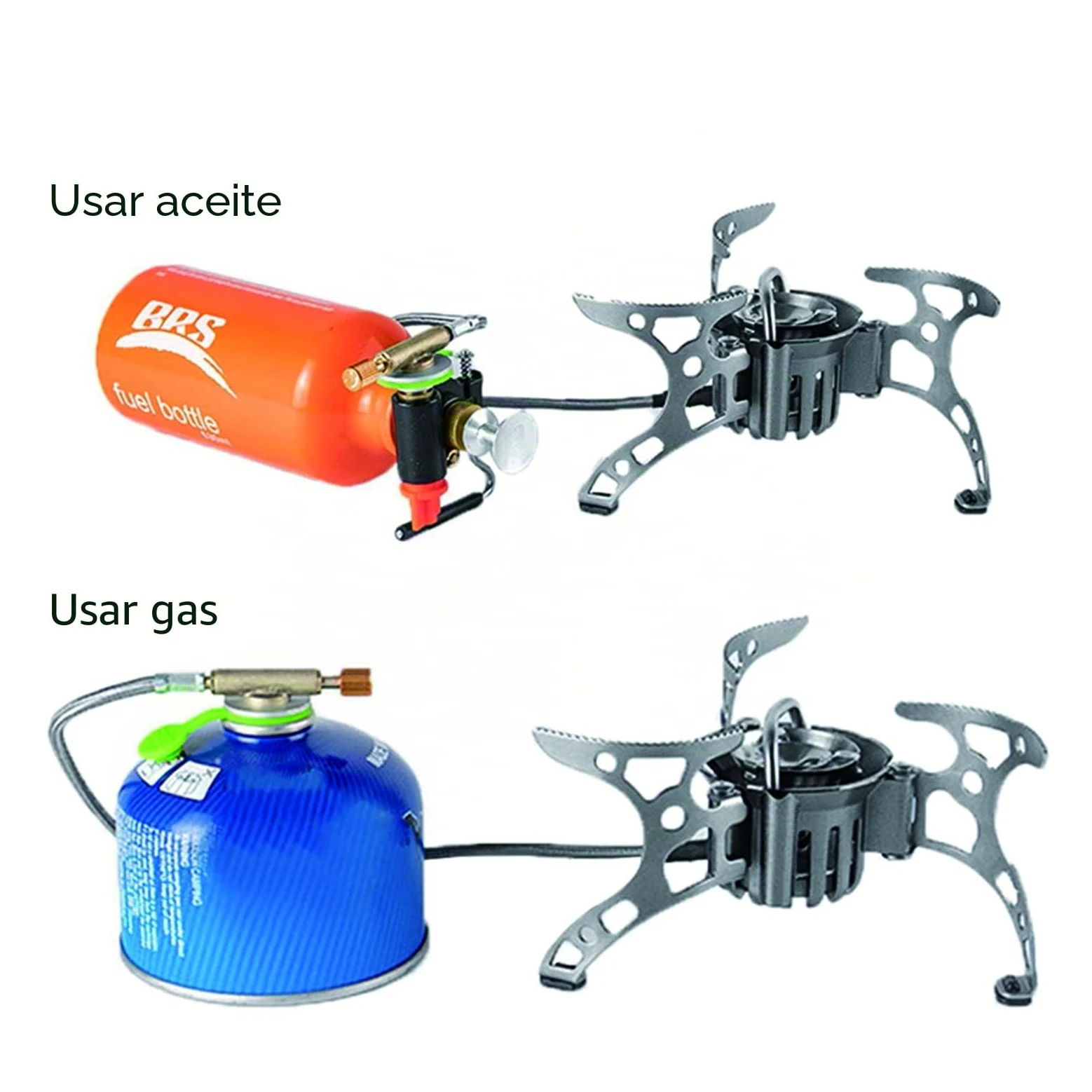 BRS-8 - Cocina de exterior multicombustible - Estufa de queroseno portátil con quemadores de gas plegables para acampar y cocinar picnic