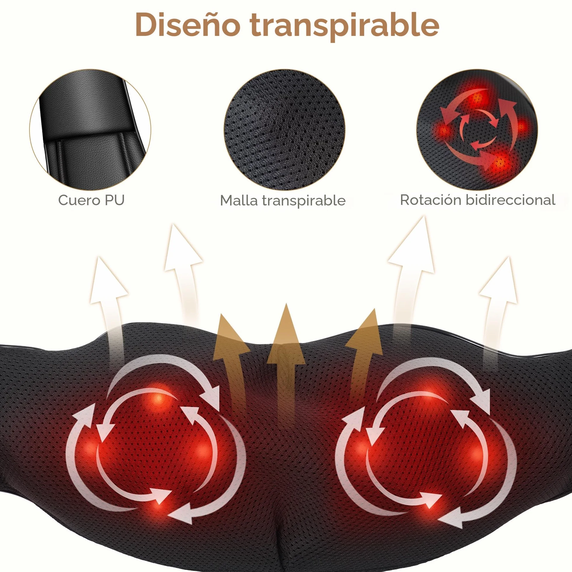 Masajeador Cervical y Espalda con Calor Relajante para Aliviar el Dolor Muscular