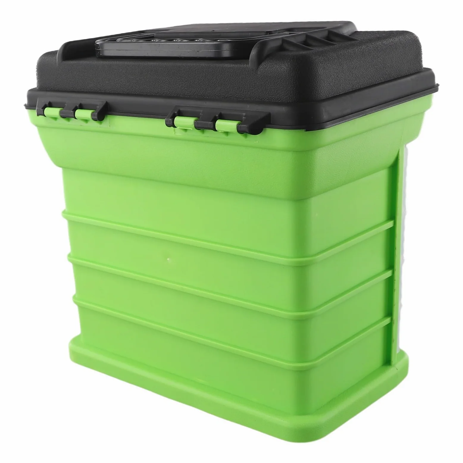 Caja de aparejos de pesca portátil de 4 capas con asa plegable para asiento, organizador de ABS con cerradura para señuelo, herramientas de equipo para señuelo, color naranja