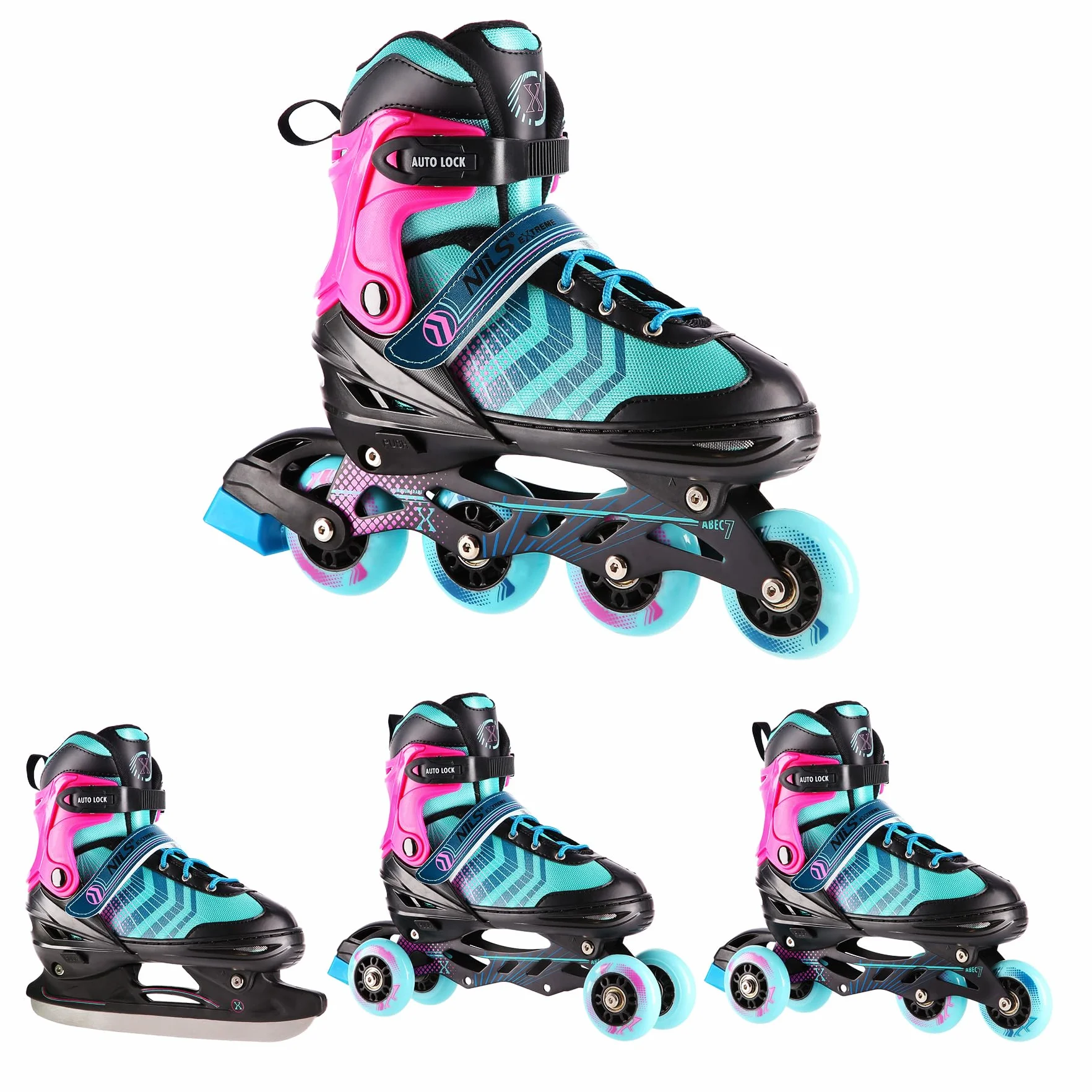 Patines de Hockey sobre Hielo Nils Extreme Devin 4 en 1