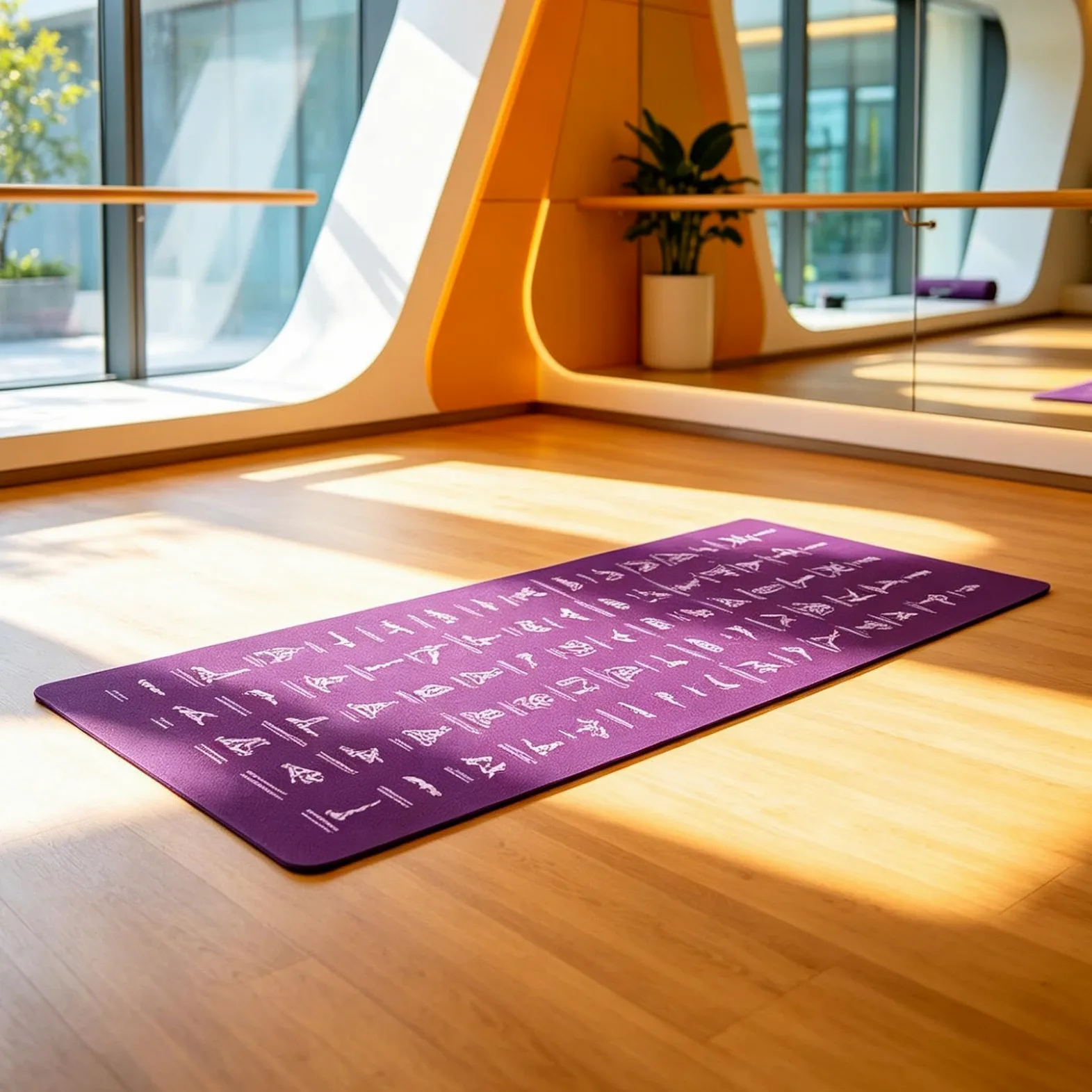 Esterilla Gruesa de Yoga Antidesgarro Suave con Posturas y Estiramientos | Esterilla de Yoga Antideslizante para Ejercicio para Hogar Viaje Gimnasio Estudio Pilates Fitness Aire Parque Infantil