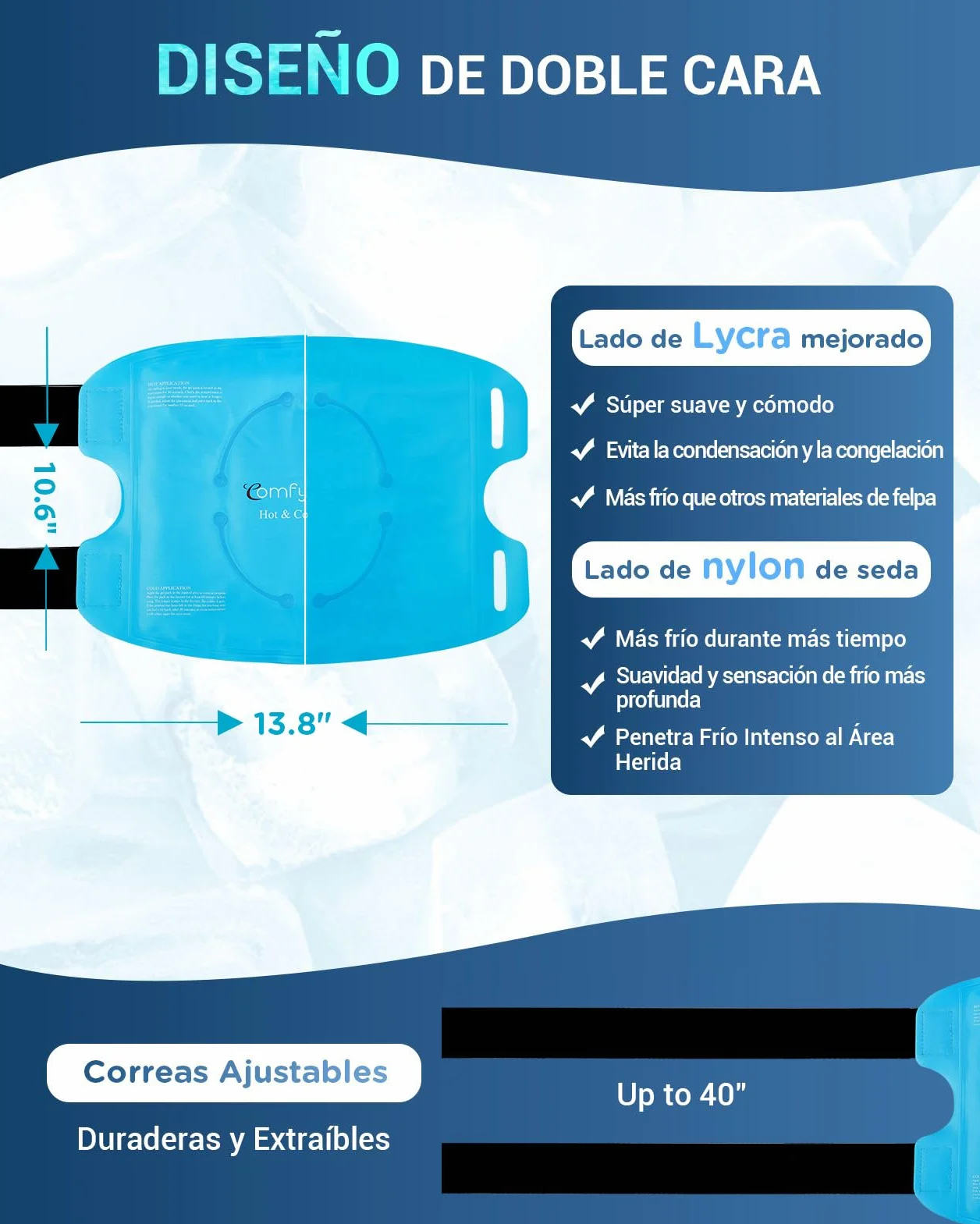 Comfytemp Bolsa de Hielo para Rodilla, Terapia Frío Caliente Reutilizable, Gel para Lesiones, Hinchazón, Esguinces