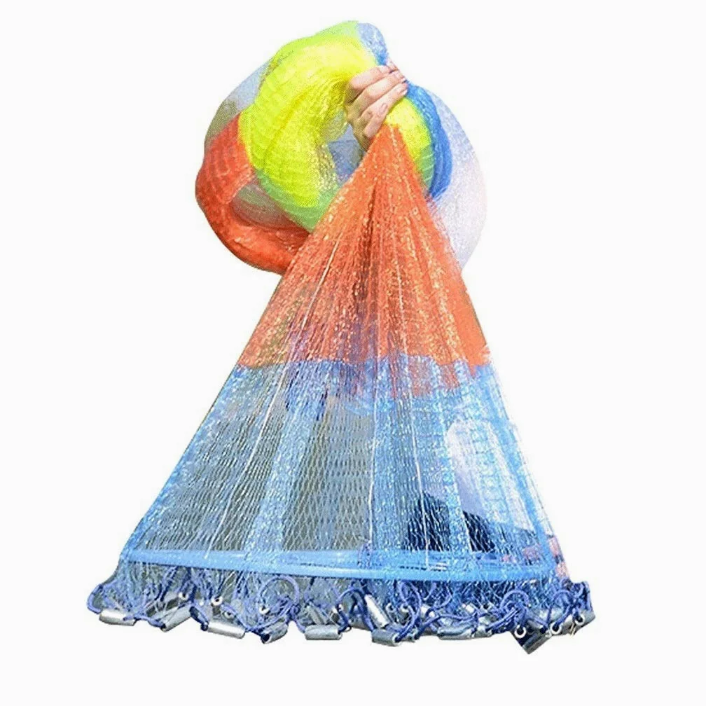 Disco Colorido Tirar A Mano Red De Pesca Manual Trituradora Red Cebo Exterior Trampa Red De Peces Múltiples Tamaños