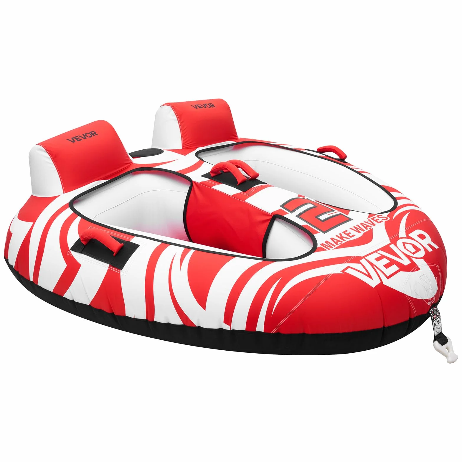 VEVOR Flotador de Arrastre Inflable para Deportes Acuáticos 163 x 160 x 56 cm, 2 Personas, 154 kg, Rojo