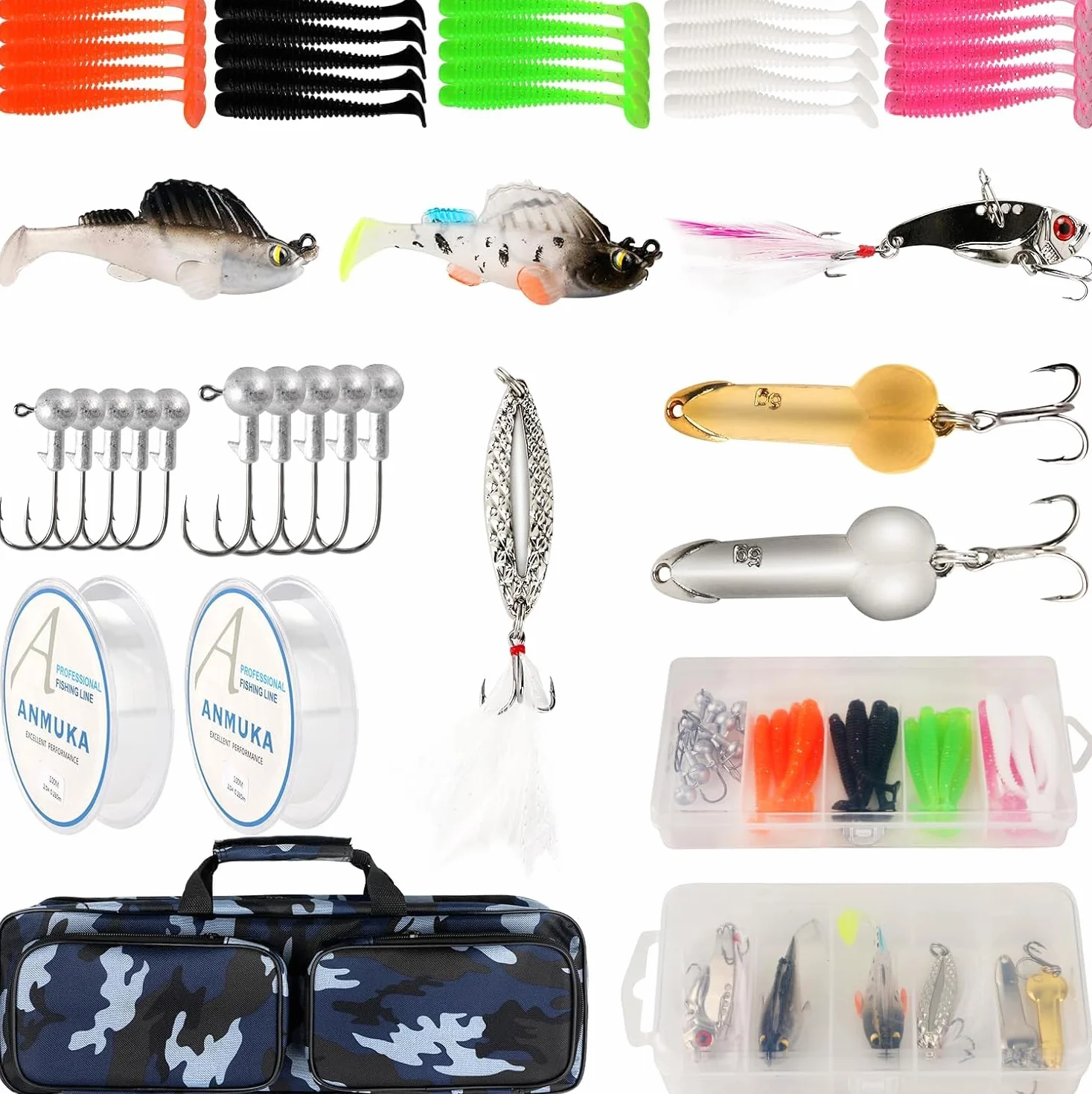 Kit de caña de pescar telescópico giratorio 2 uds 6.89 pies plegable con bolsa