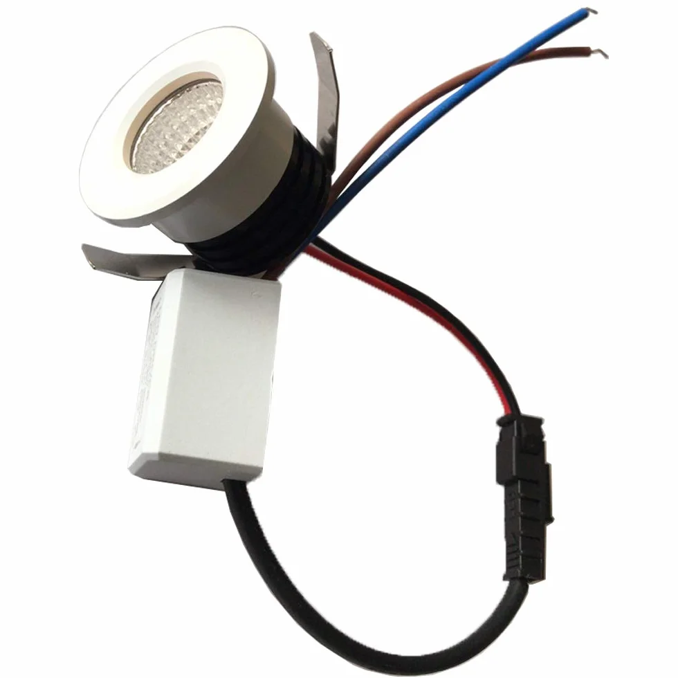 Mini focos LED empotrables 3 W blanco cálido con transformador