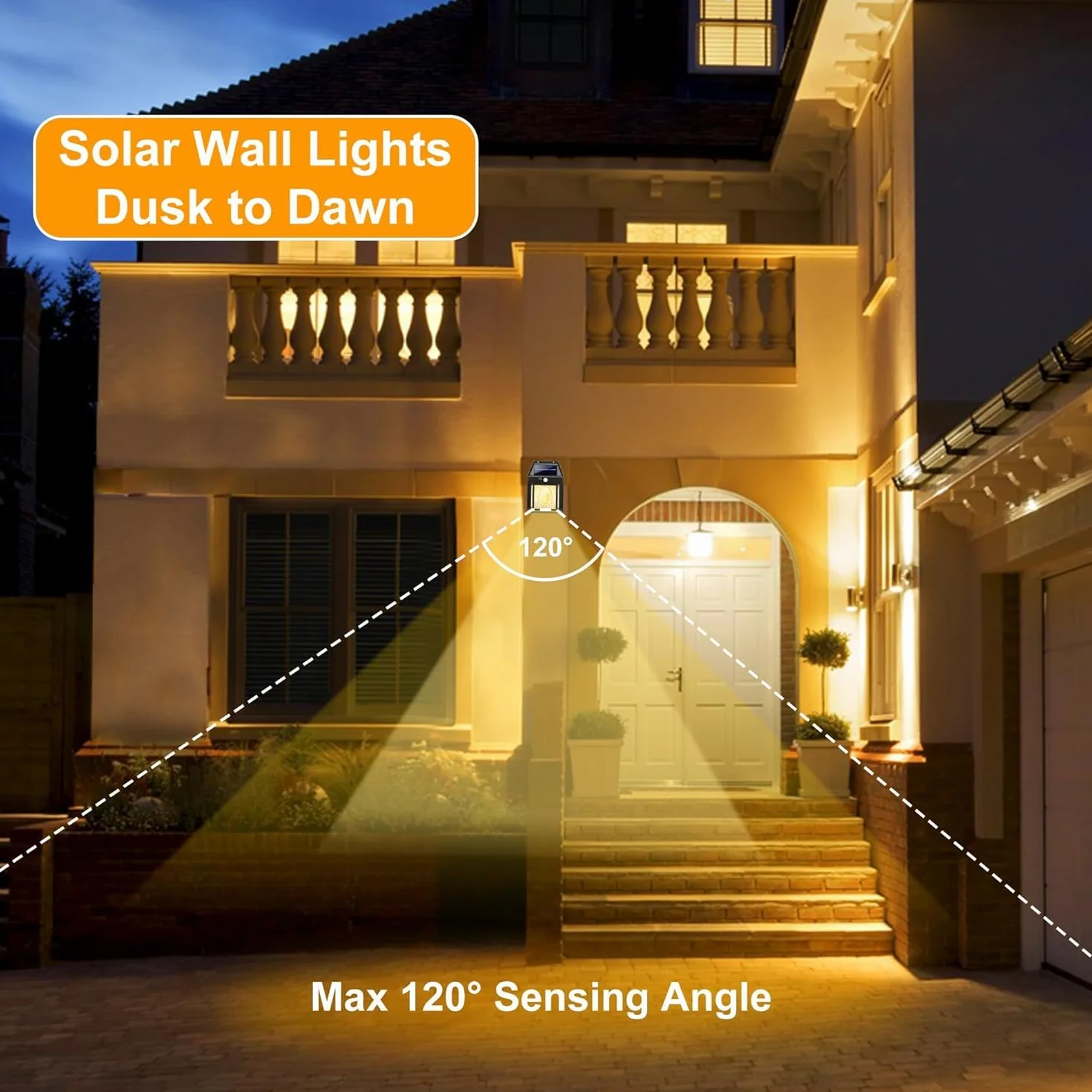 Joomer 4 Paquete Luz Solar Exterior IP65 Impermeable con Sensor de Movimiento, Blanco Cálido