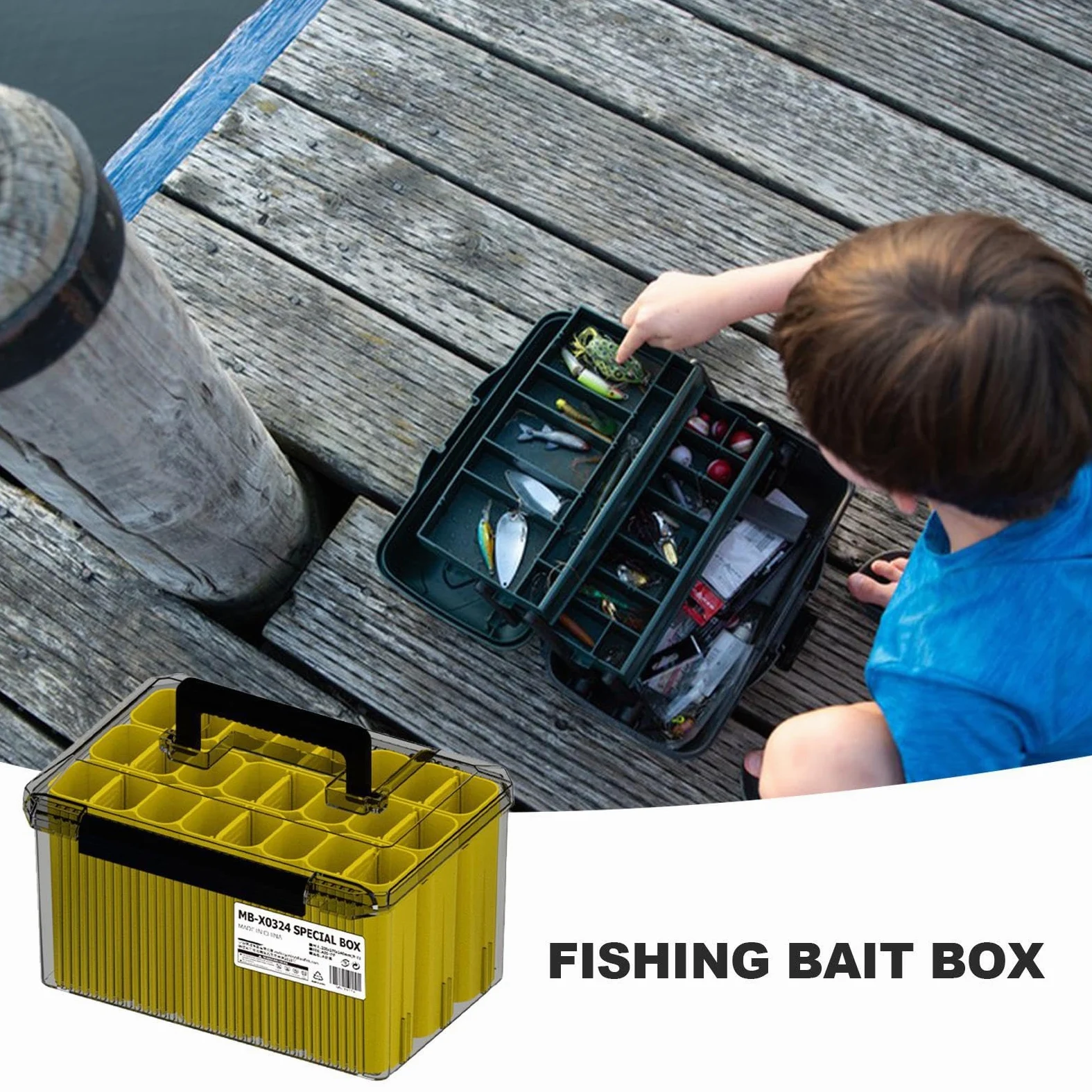 Caja de equipo de impermeable, caja de aparejos de impermeable, asiento y correas acolchados, caja de aparejos de señuelo de , bandejas de almacenamiento de aparejos de , cajas | impermeable para aparejos de pesca Para Cebos, Anzuelos, Crankbaits, Cuchara