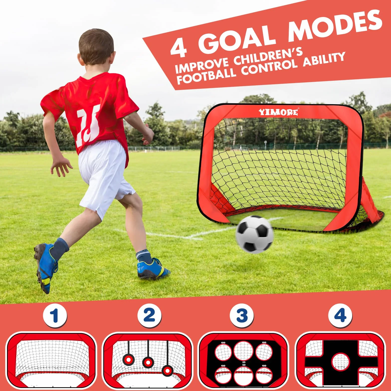 YIMORE Porteria Futbol Niños Plegable 120x80x80 CM Pop Up para Jardin Exterior