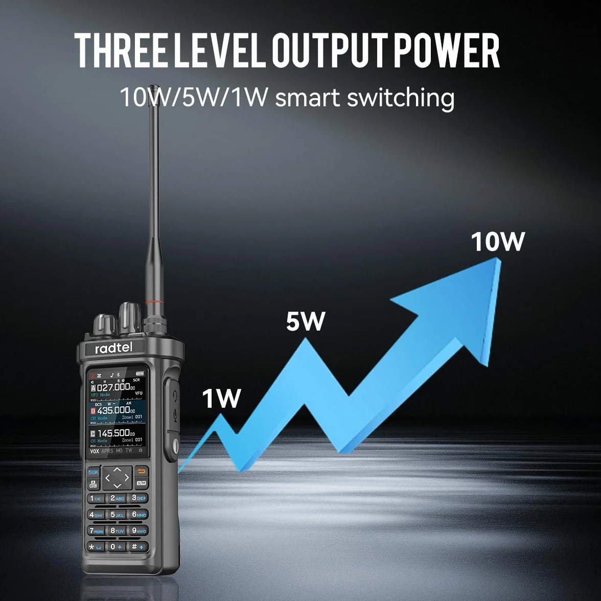 Radtel RT-950 10W Radio de Mano bidireccional de Largo Alcance, recepción Am/FM/CB/SW/MW/LW, GPS/APRS, programación inalámbrica Bluetooth, NOAA, analizador de Espectro (con Cable de programación)
