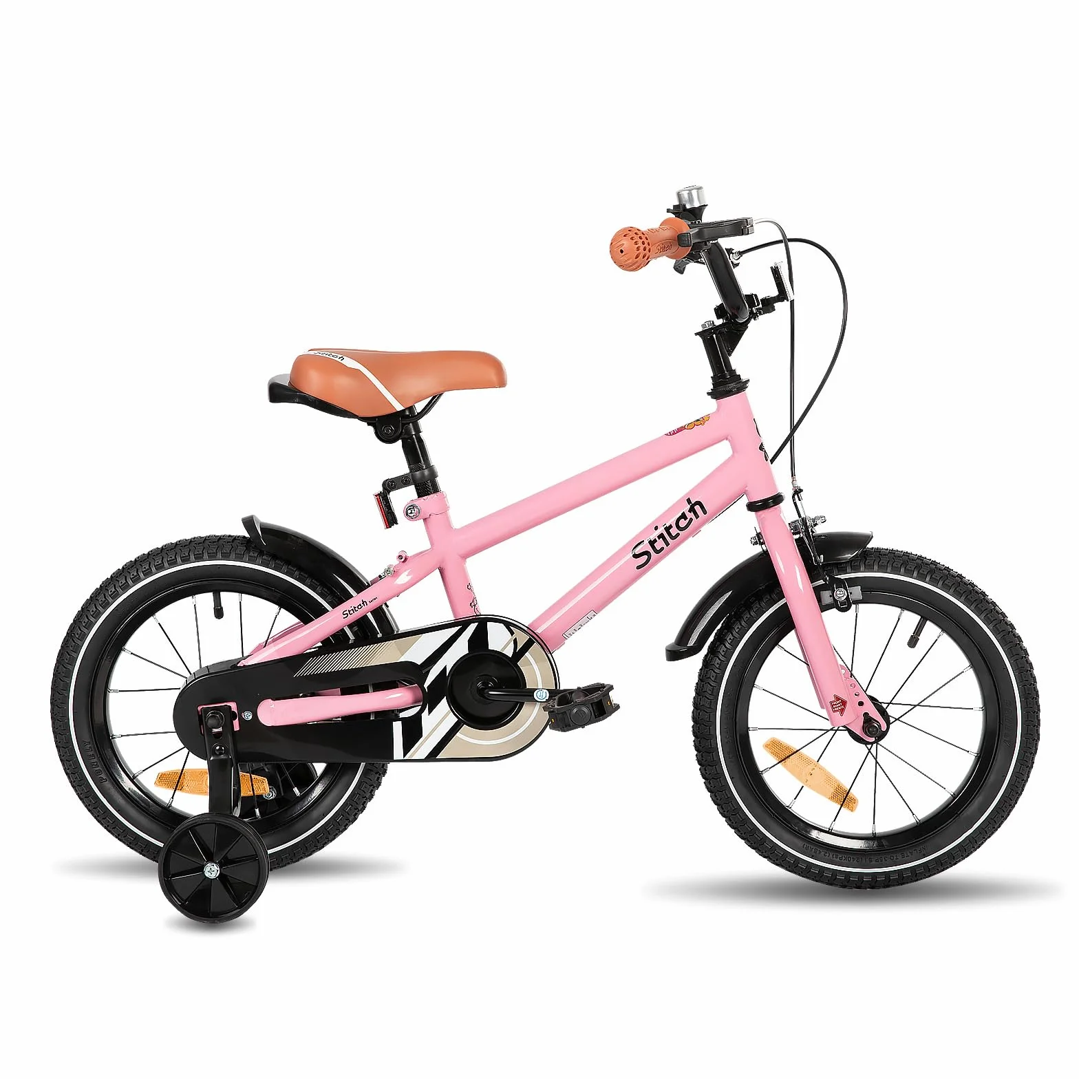 STITCH Bicicleta Infantil 14/16/18/20 Pulgadas para niñas y niños de 3-13 años, 14/16/18/20 Pulgadas Bicicleta para niños con estabilizadores (Rosa, Beige, Azul, Plata, Verde)