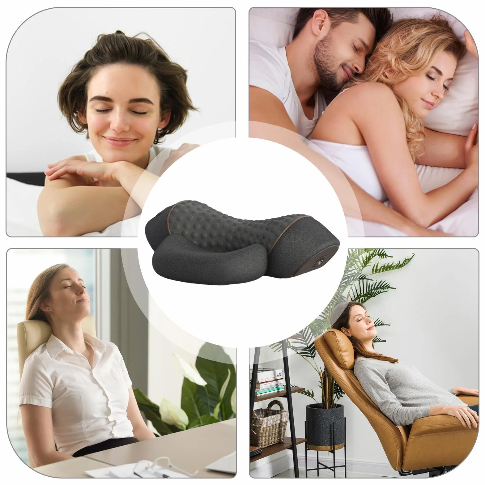 Almohada portátil de espuma viscoelástica 3 en 1 para cuello, hombros y espalda