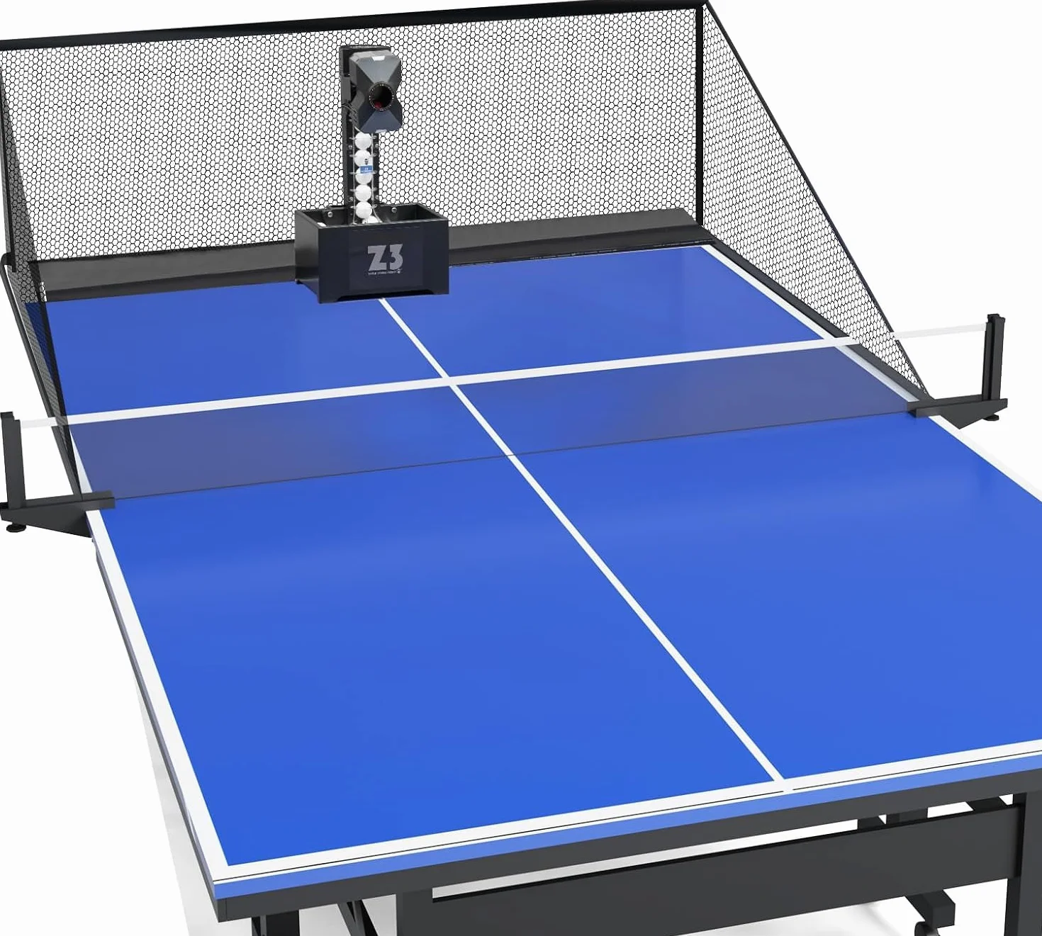 OUKANING Máquina automática de ping pong con mando a distancia, 100 bolas y red, robot de ping pong ball lanzador 35-90 bolas/min, 10 modos y sistema de doble rueda, ping pong ball máquina